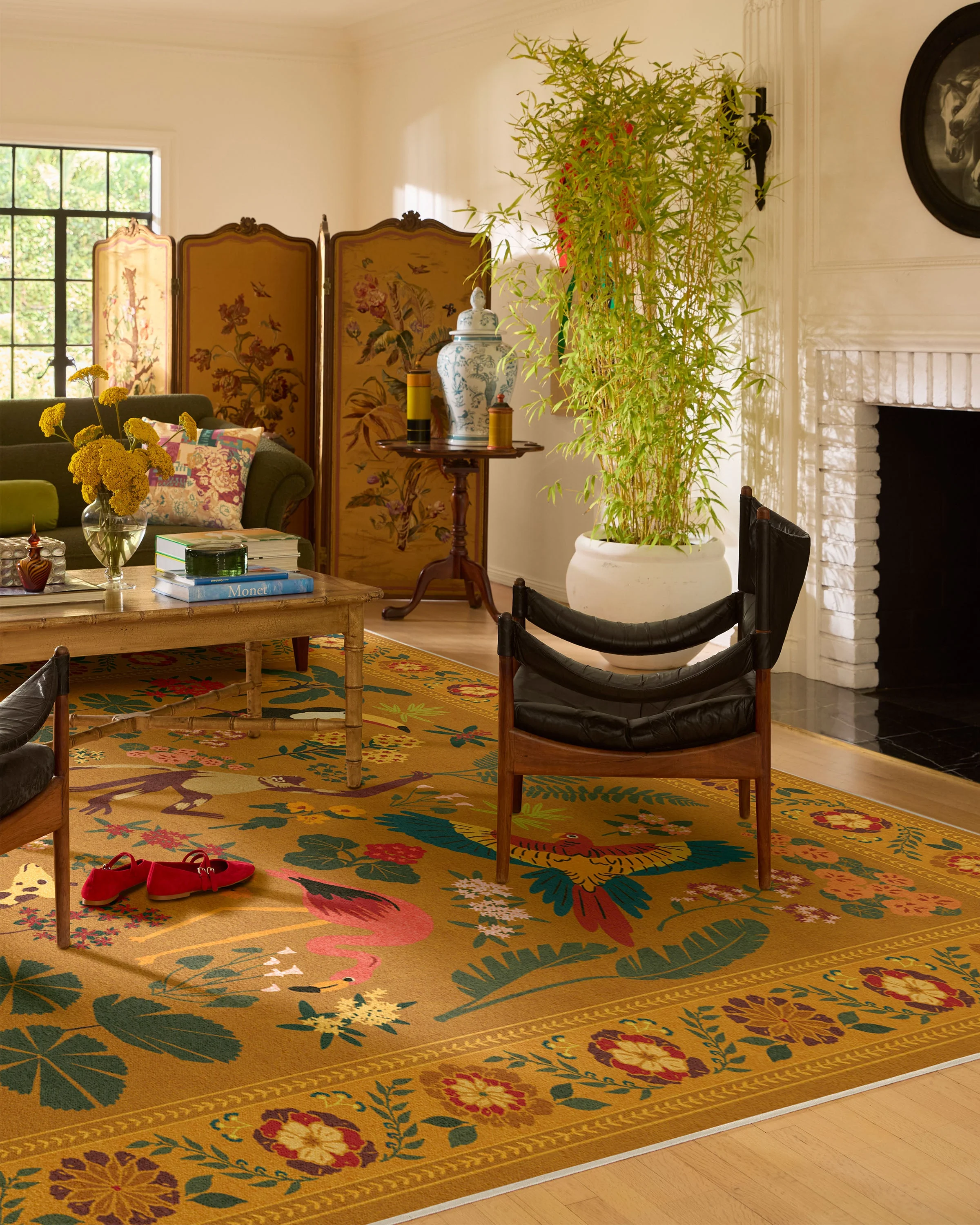 Jingle Jungle Ochre Flatwoven Rug by Iris Apfel