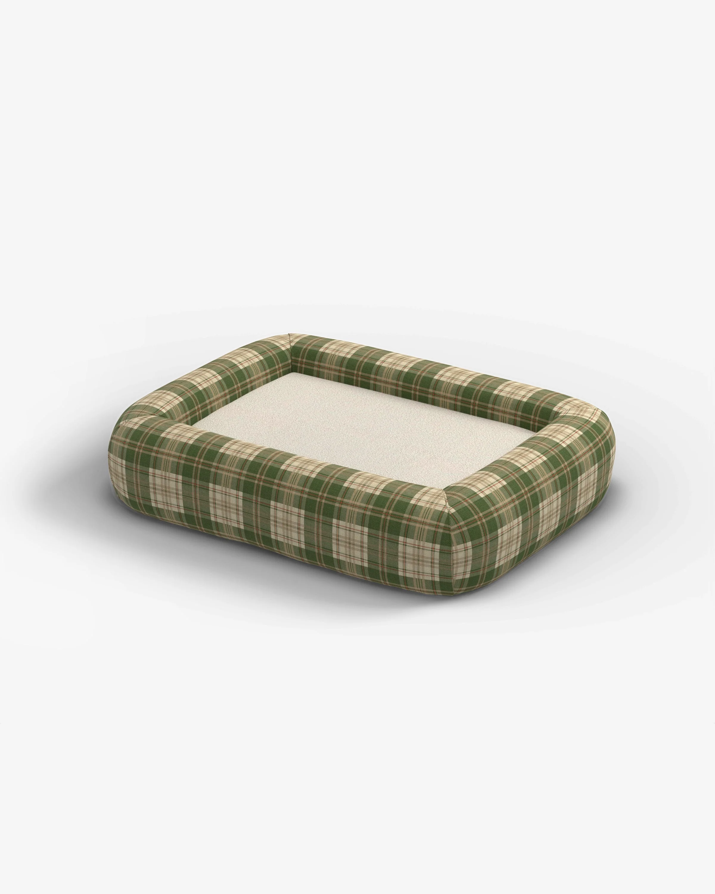 Spruce Tartan Green & Natural Woven Bolster Pet Bed