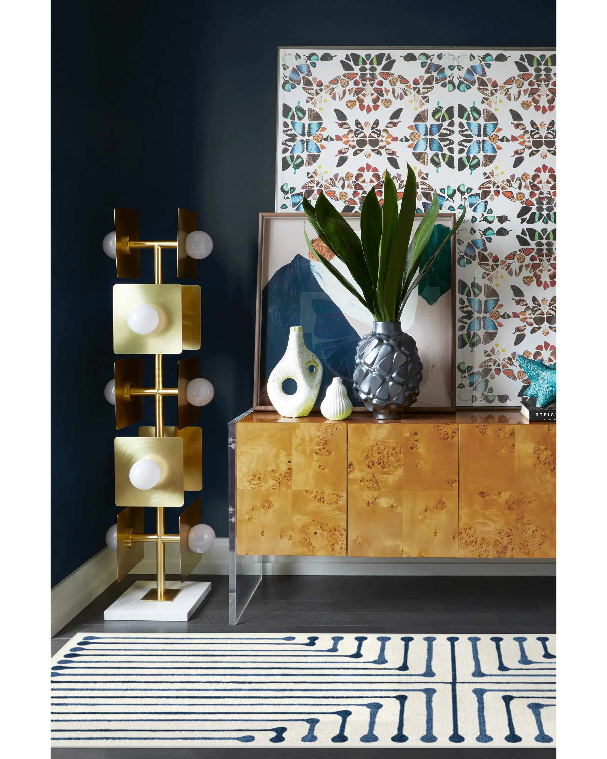 Inkdrop Slate Blue Rug by Jonathan Adler