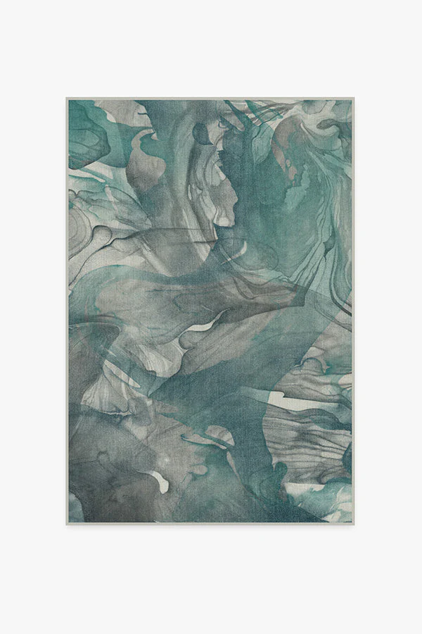 Aurora Teal Grey Flatwoven Rug