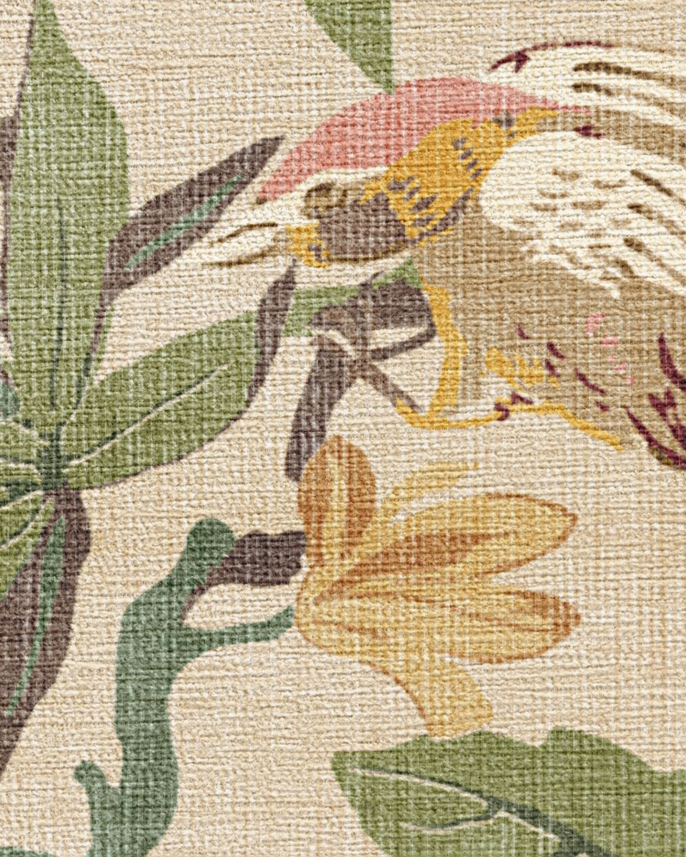 Bamboo & Bird Blush & Jade Flatwoven Rug by Sanderson