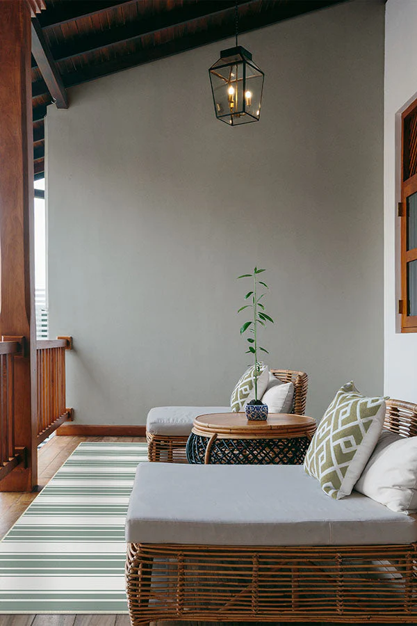 Marina Stripe Sage Green Outdoor Rug