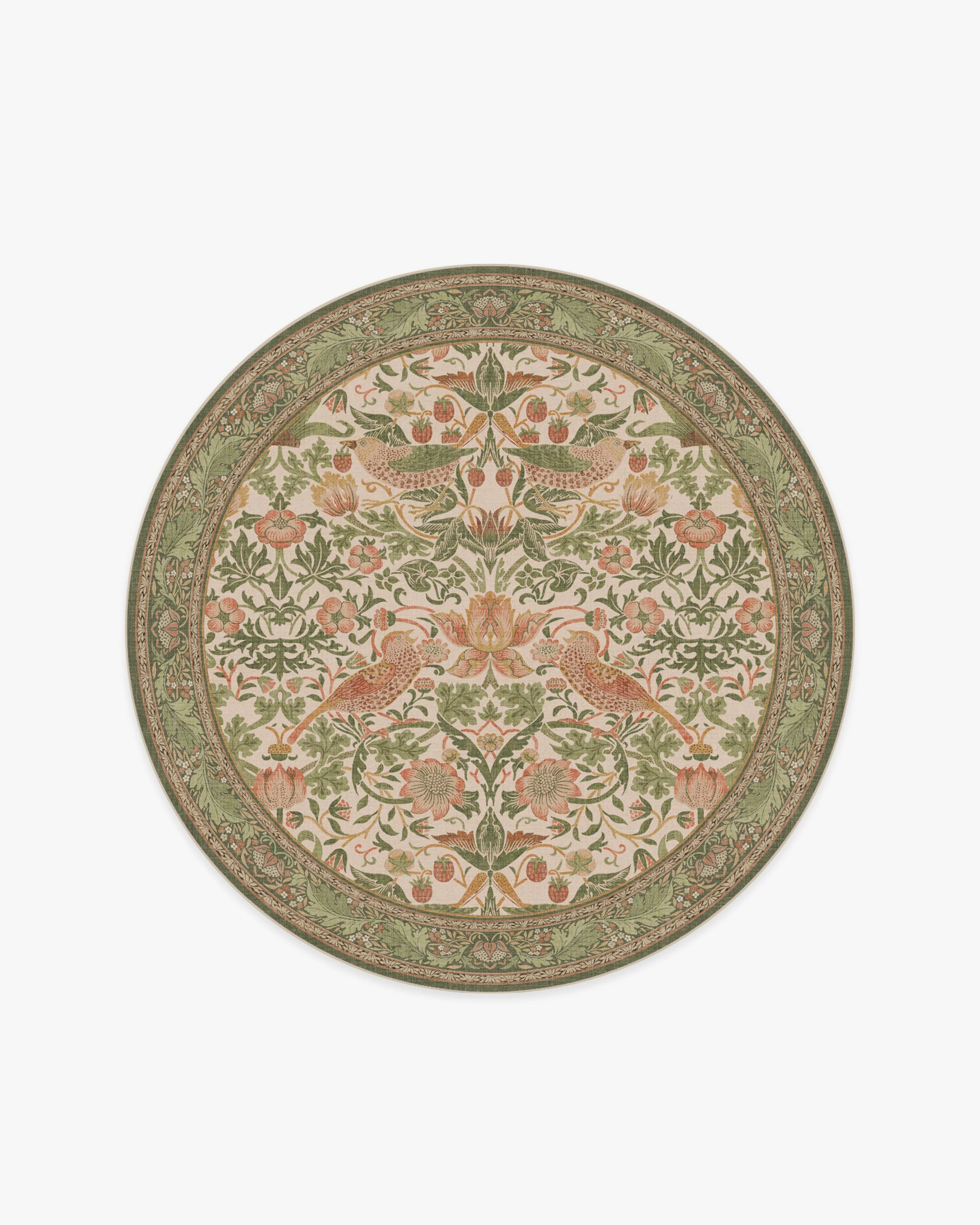 Strawberry Thief Sage & Rose Flatwoven Rug by Morris & Co.