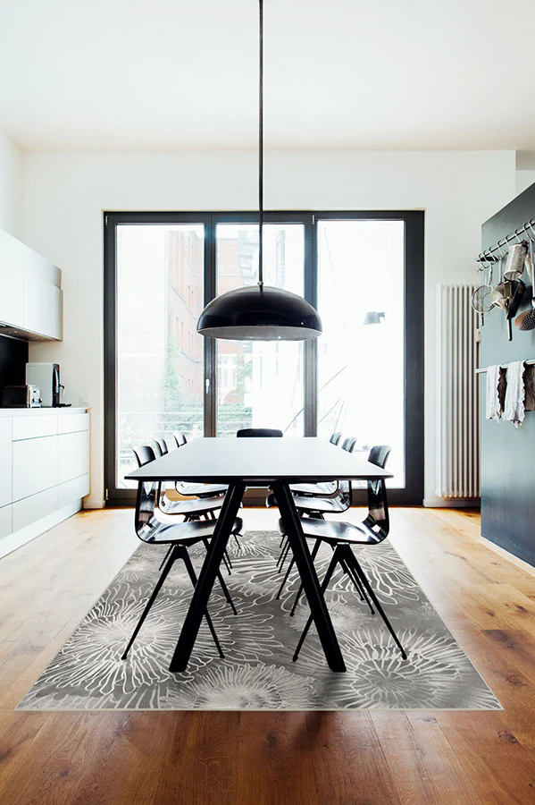 Chrysanthemum Ash Grey Flatwoven Rug