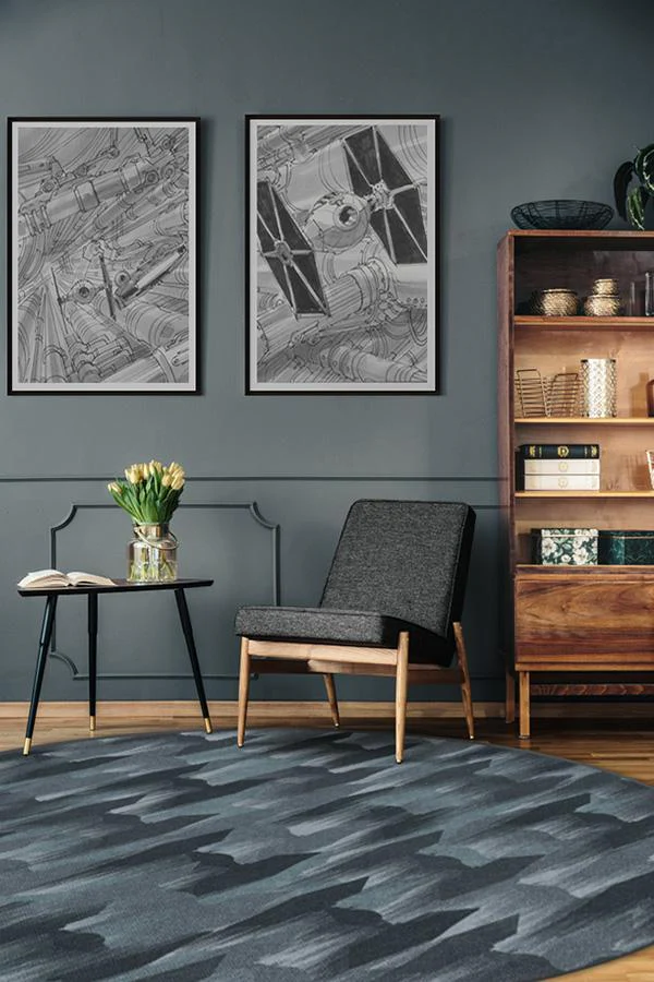 TIE Fighter Houndstooth Blue Flatwoven Rug