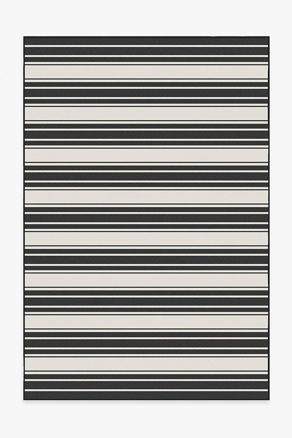 Marina Stripe Black Outdoor Rug