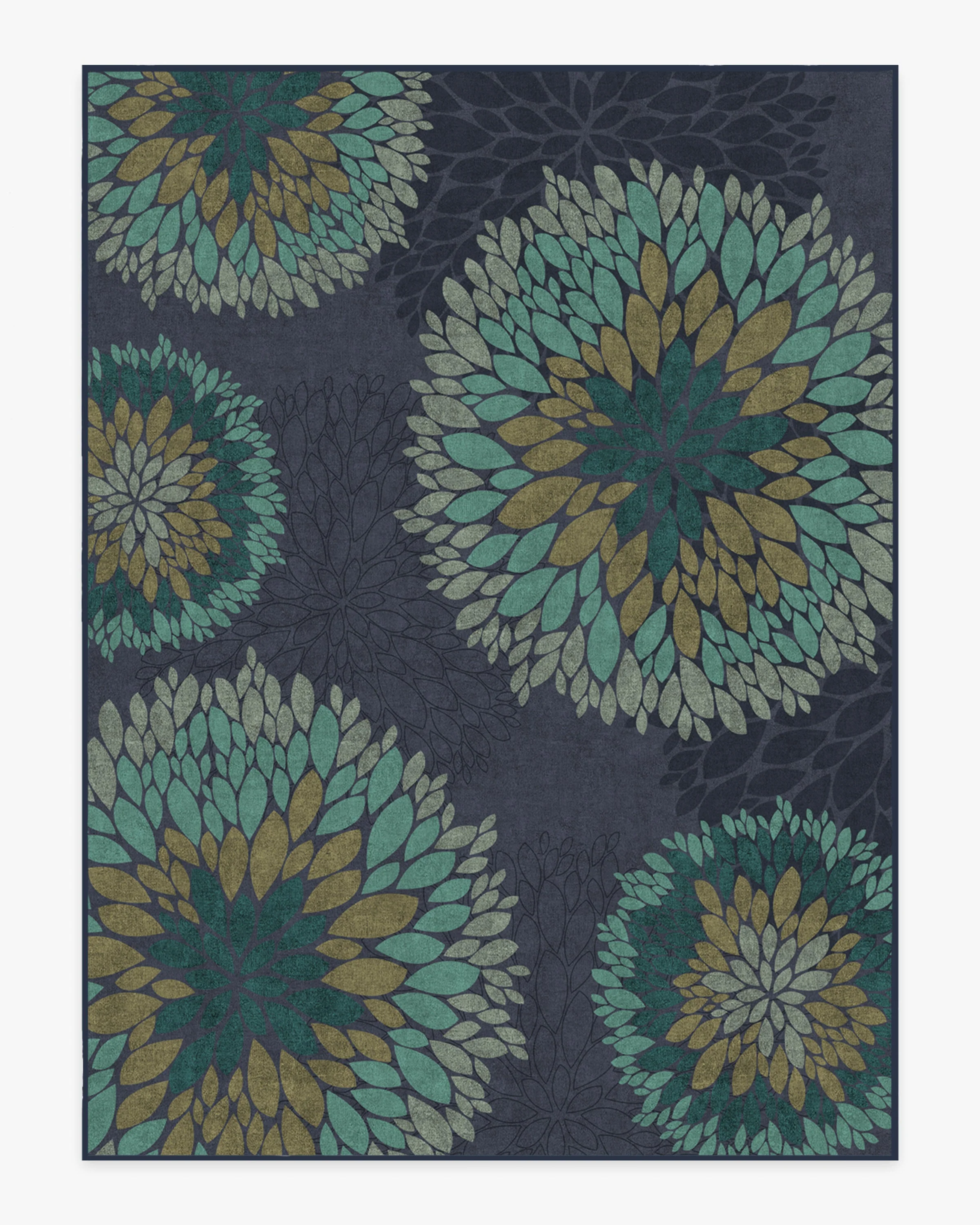Floral Medallion Navy Rug