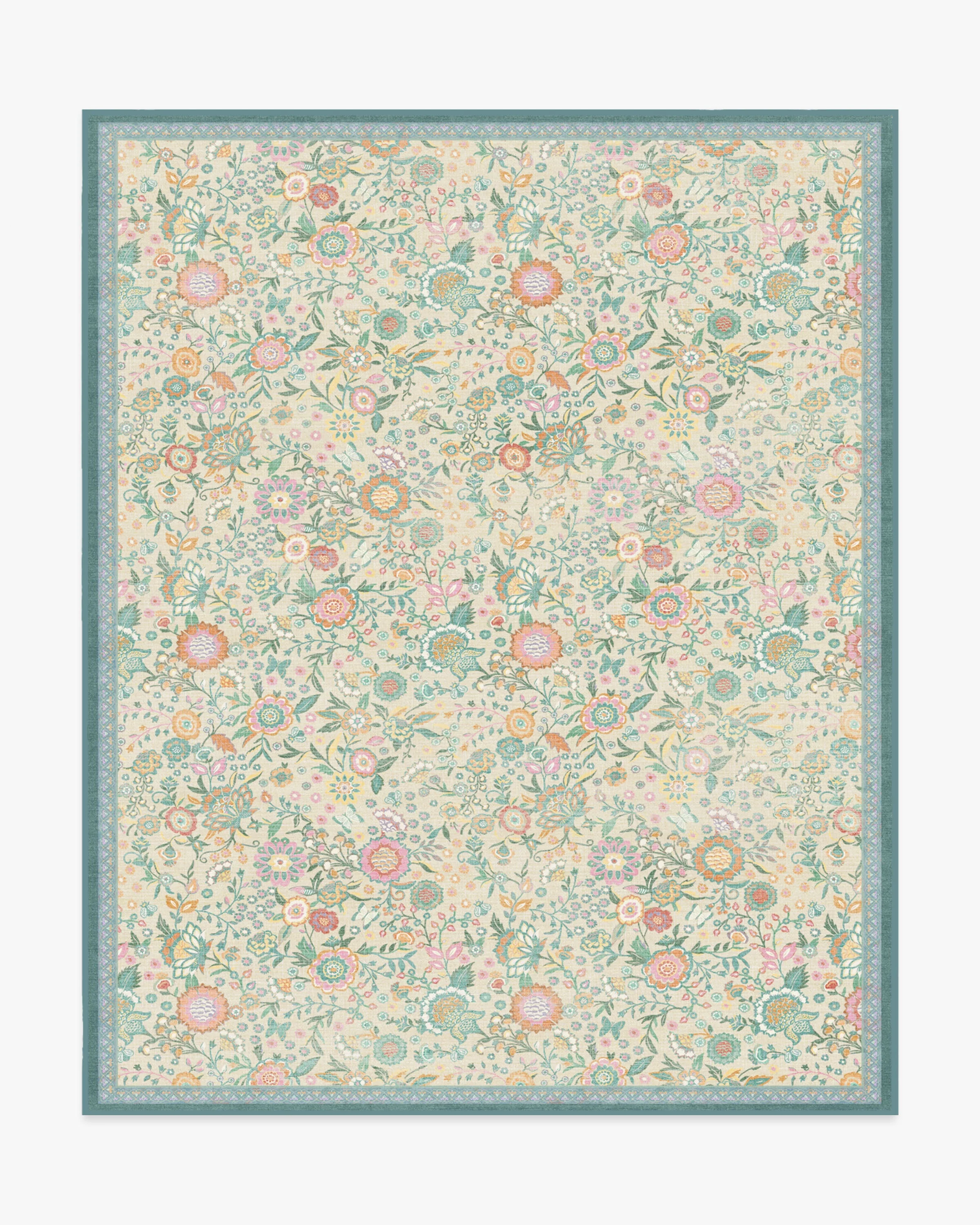Royal Garden Ivory & Jade Flatwoven Rug by Bridgerton