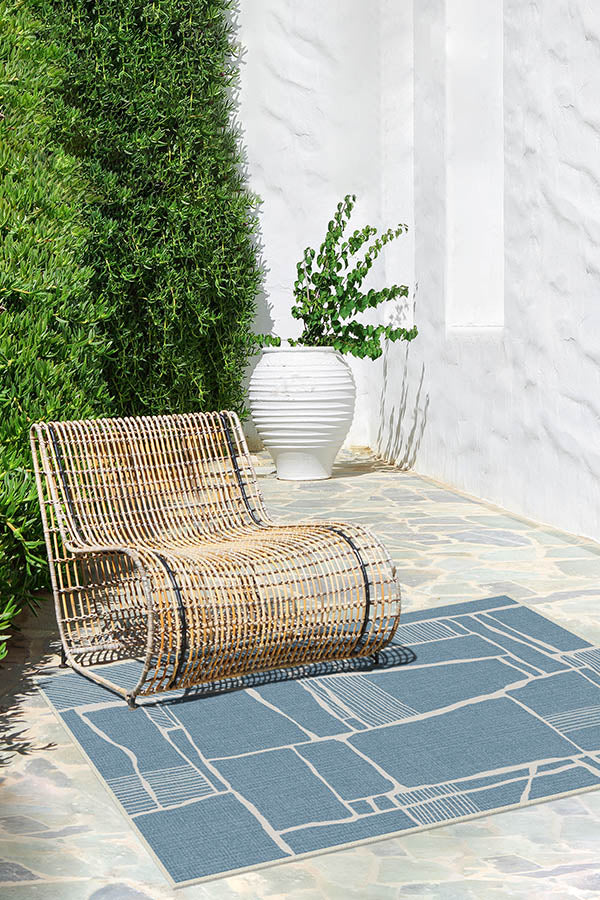 Rune Slate Blue Outdoor Rug