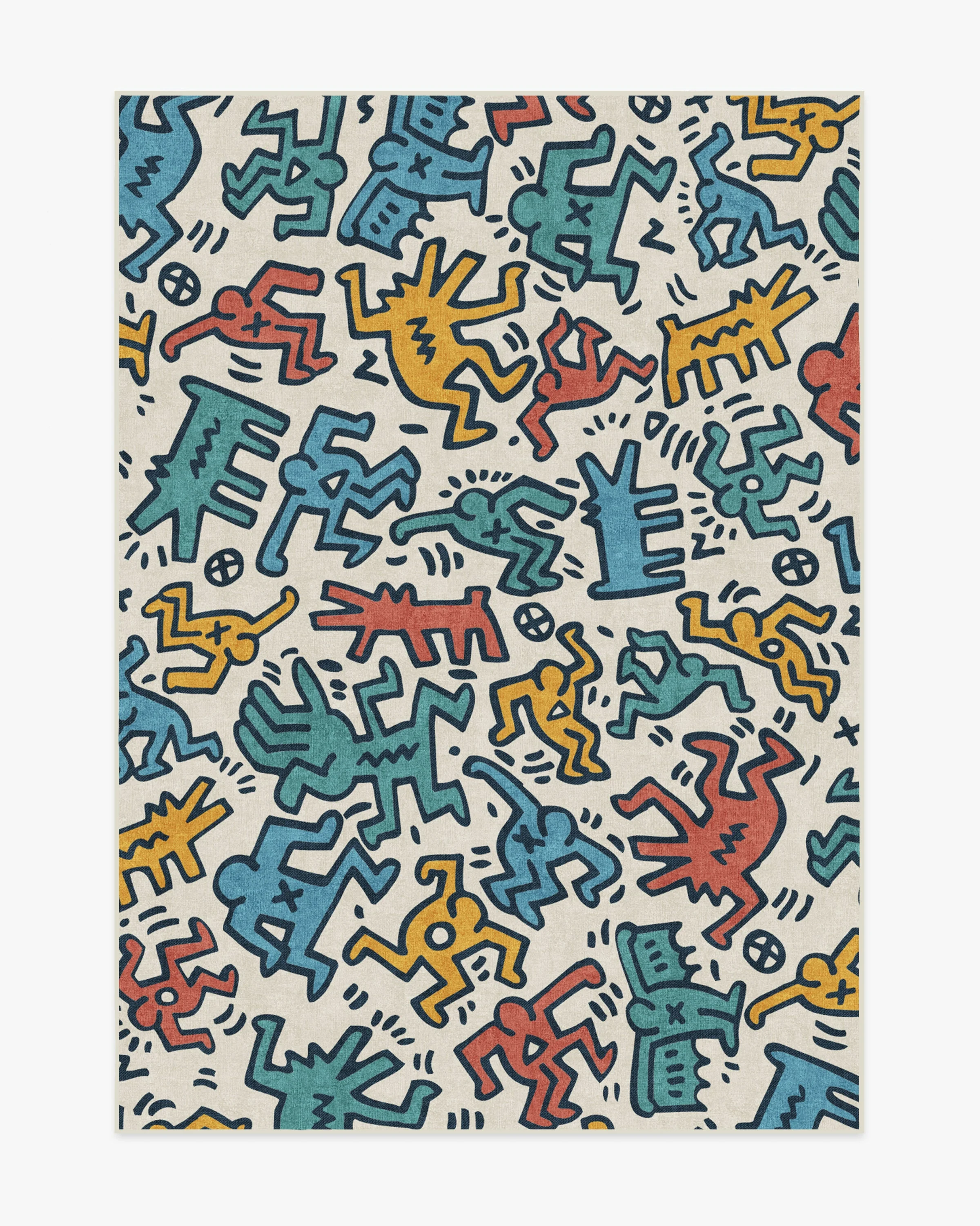 Block Party Multicolor Rug by Keith Haring