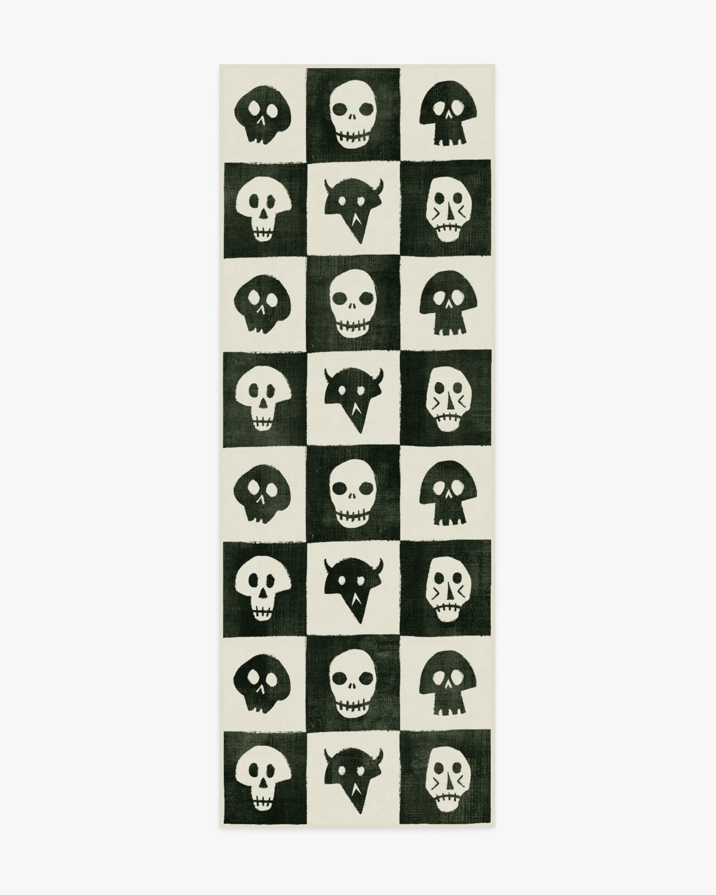 Grim Grins Black & Ivory Flatwoven Rug
