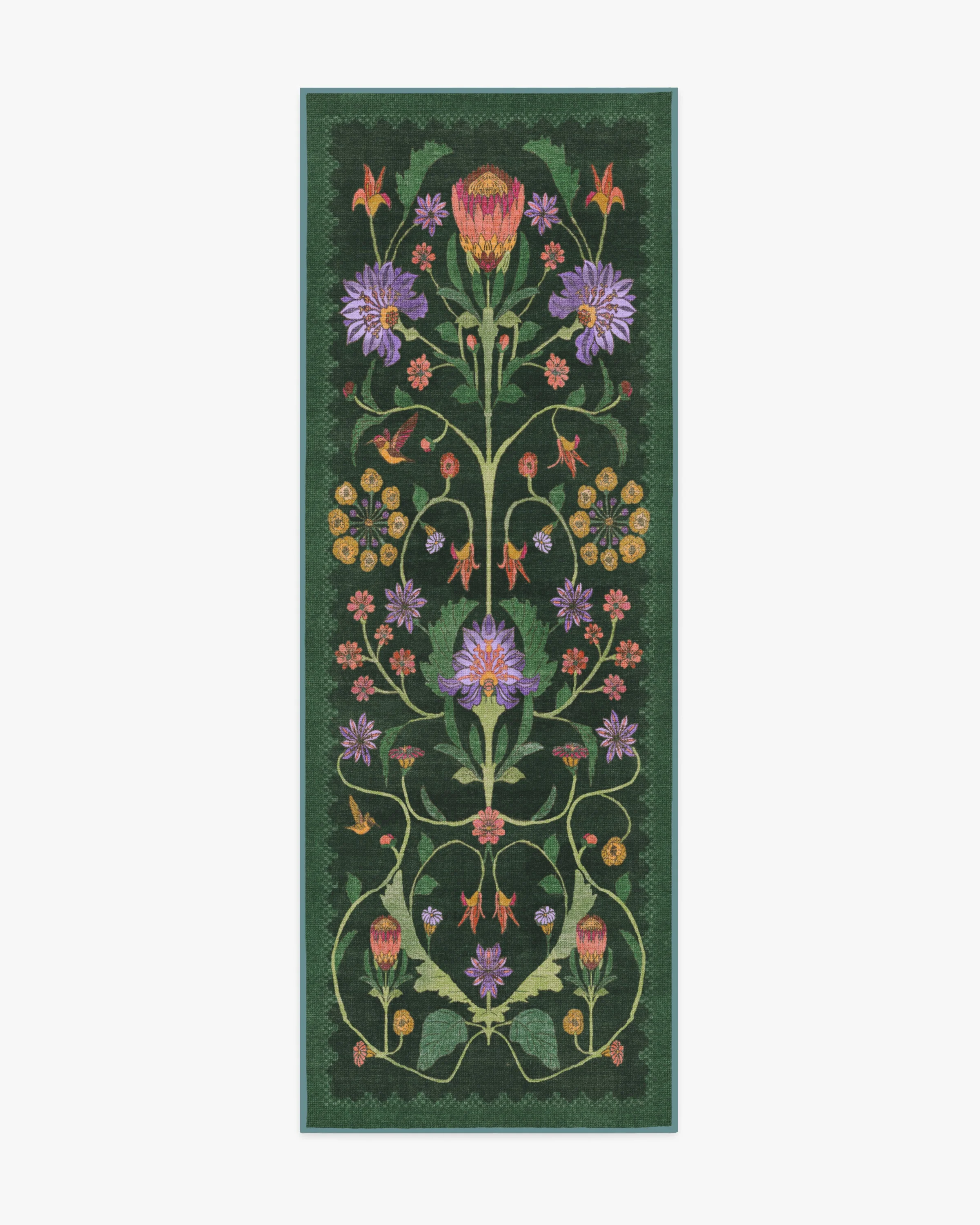 Protea Forest Green Flatwoven Rug by Iris Apfel