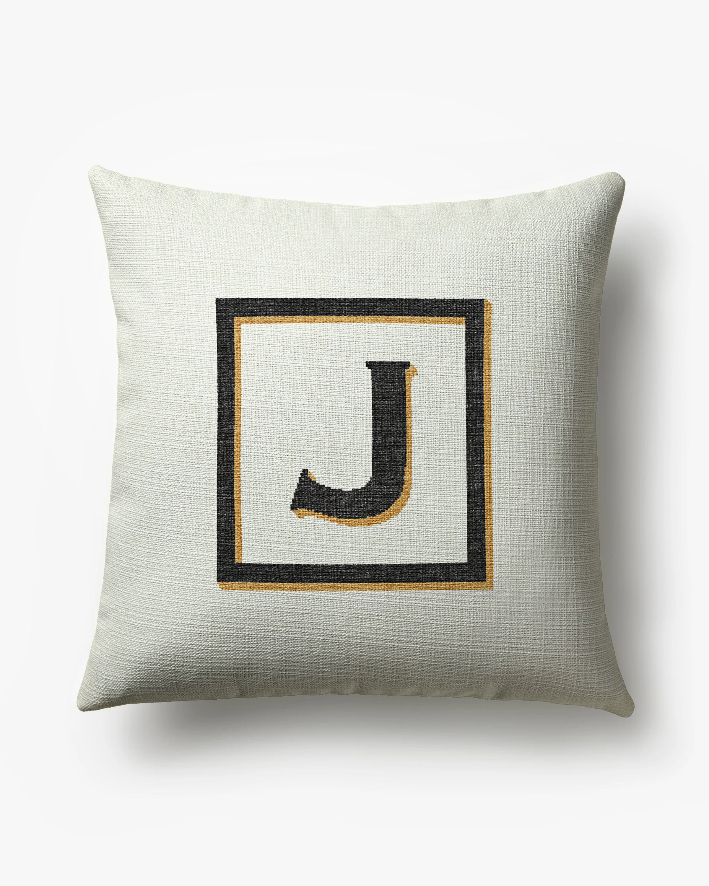 Classic Monogram Ivory Woven Throw Pillow, 20x20 by Jonathan Adler