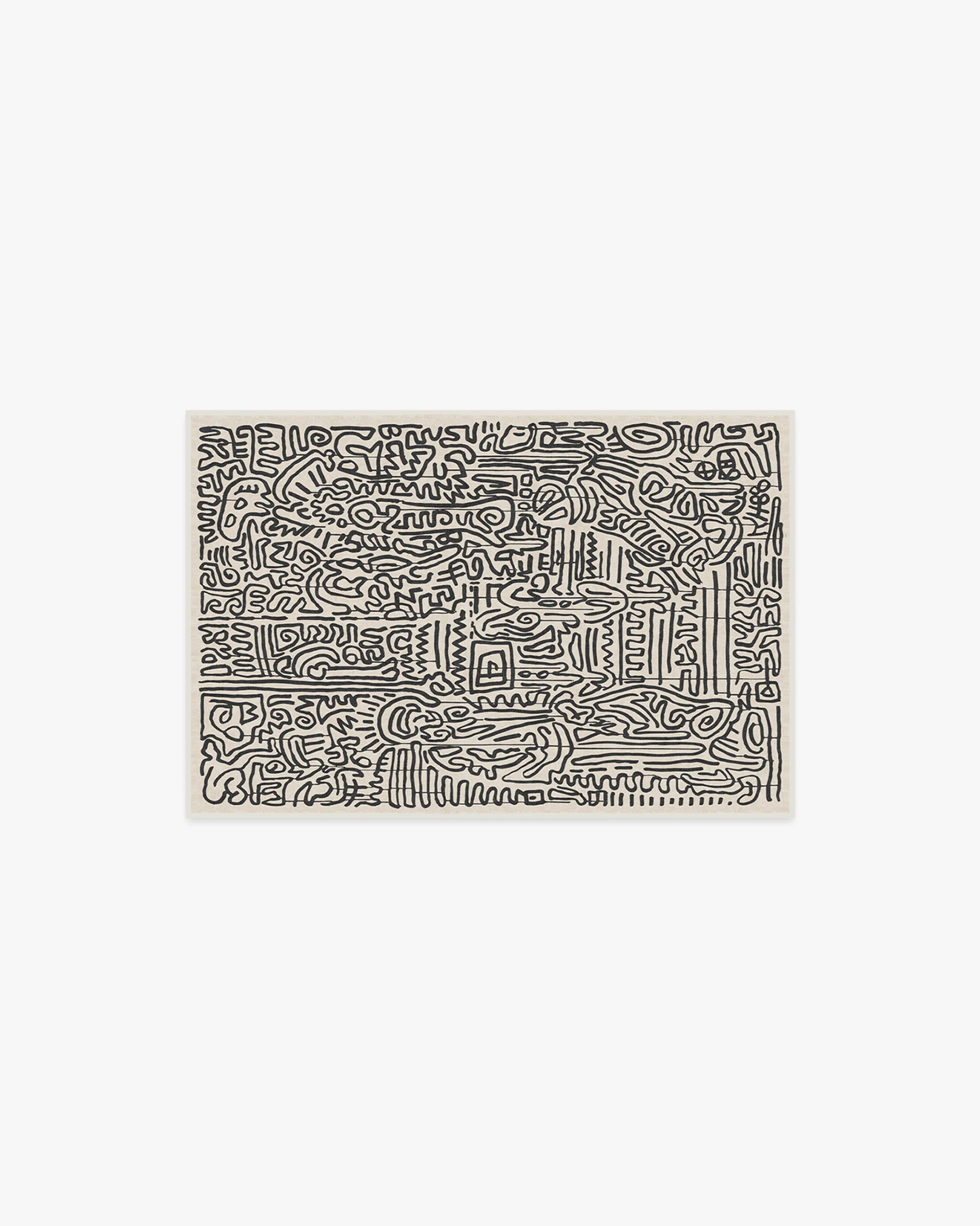 Freestyle Black & Ivory Flatwoven Rug by Keith Haring