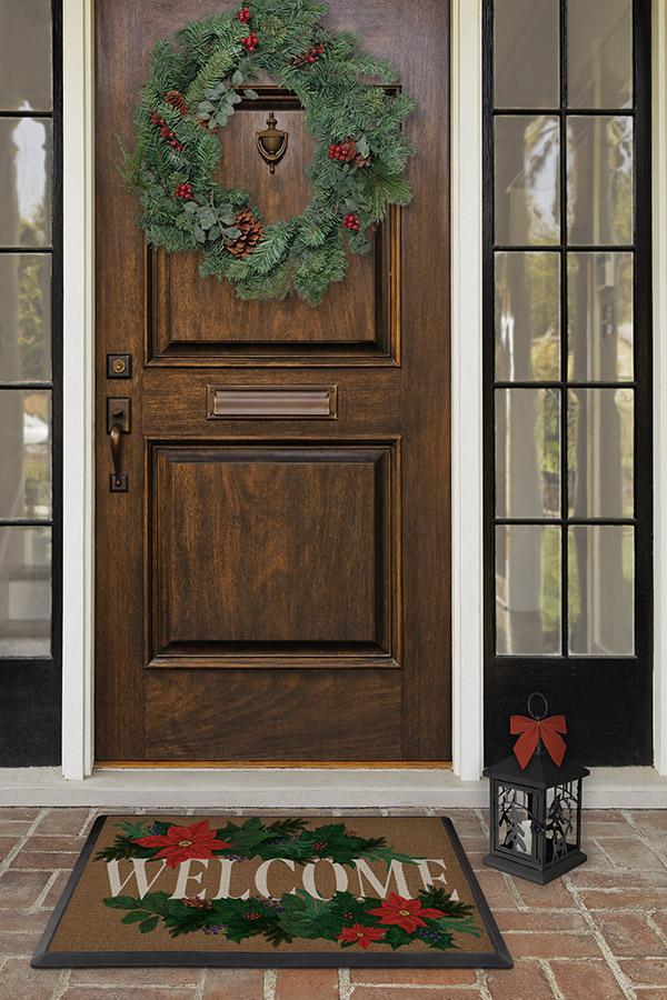Poinsettia Greeting Doormat