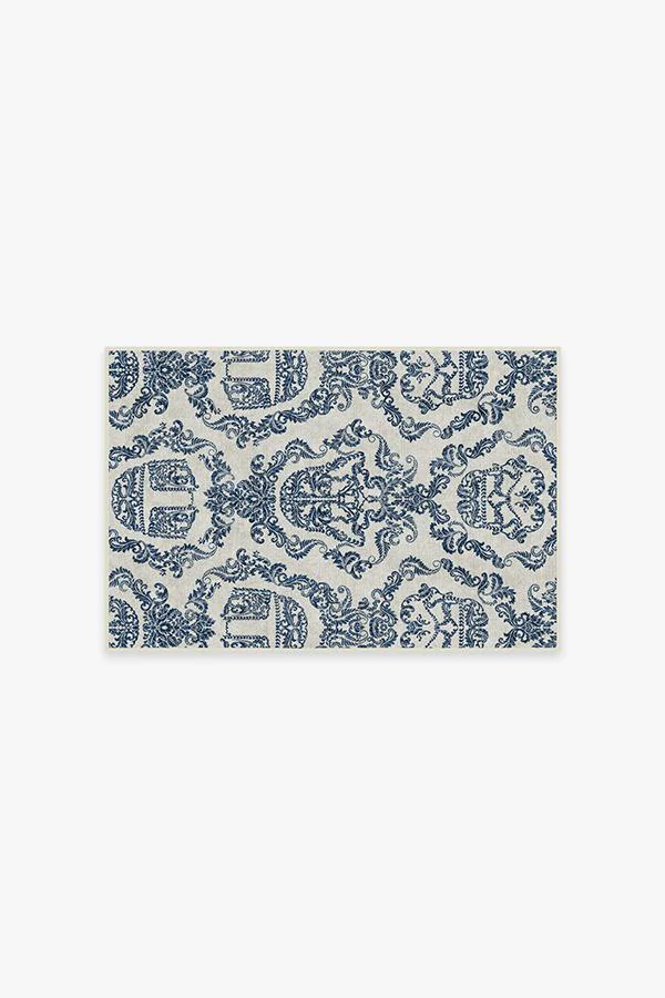 Dark Side Damask Delft Blue Flatwoven Rug