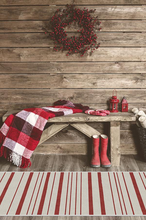 Hudson Stripe Red Flatwoven Rug