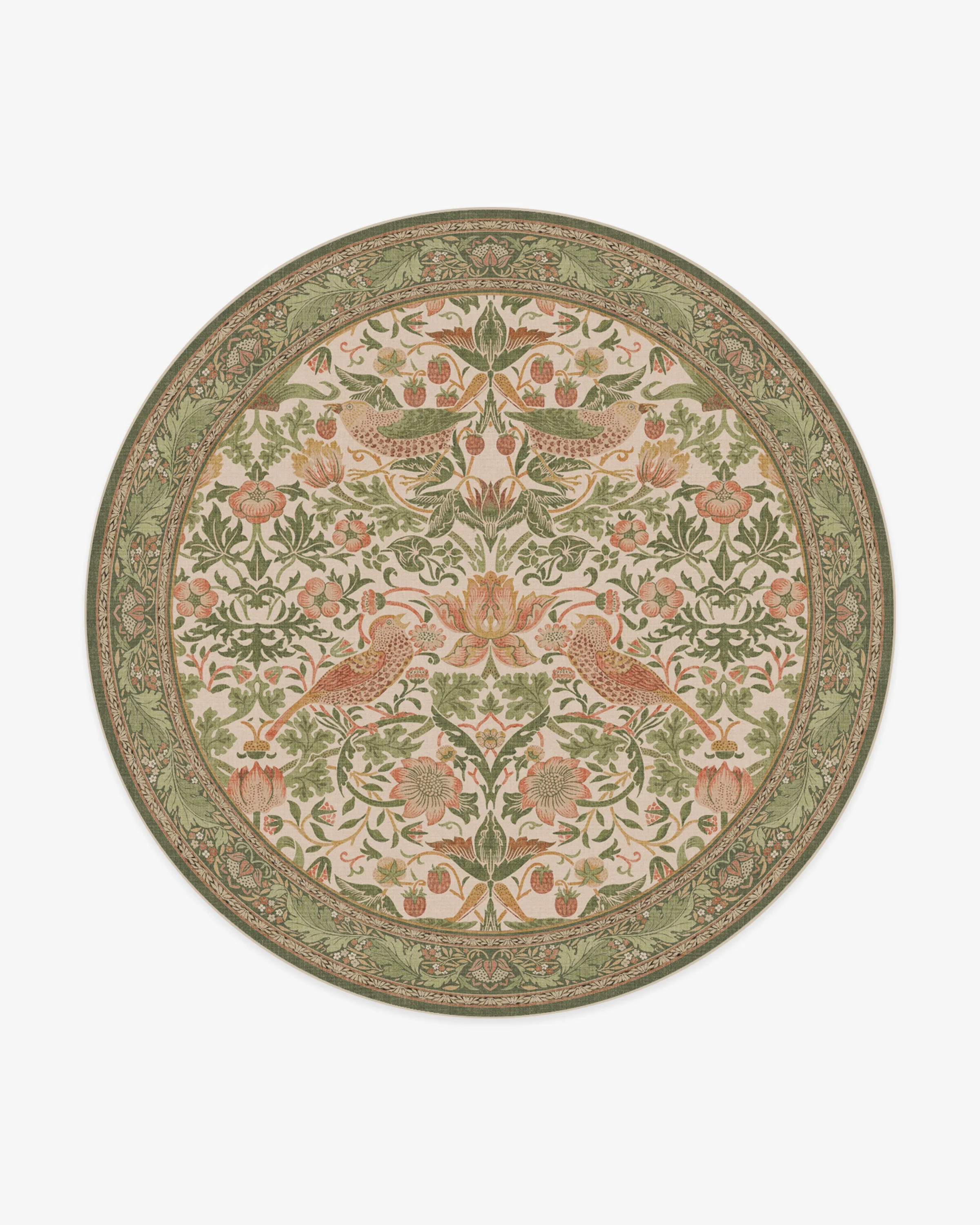 Strawberry Thief Sage & Rose Flatwoven Rug by Morris & Co.