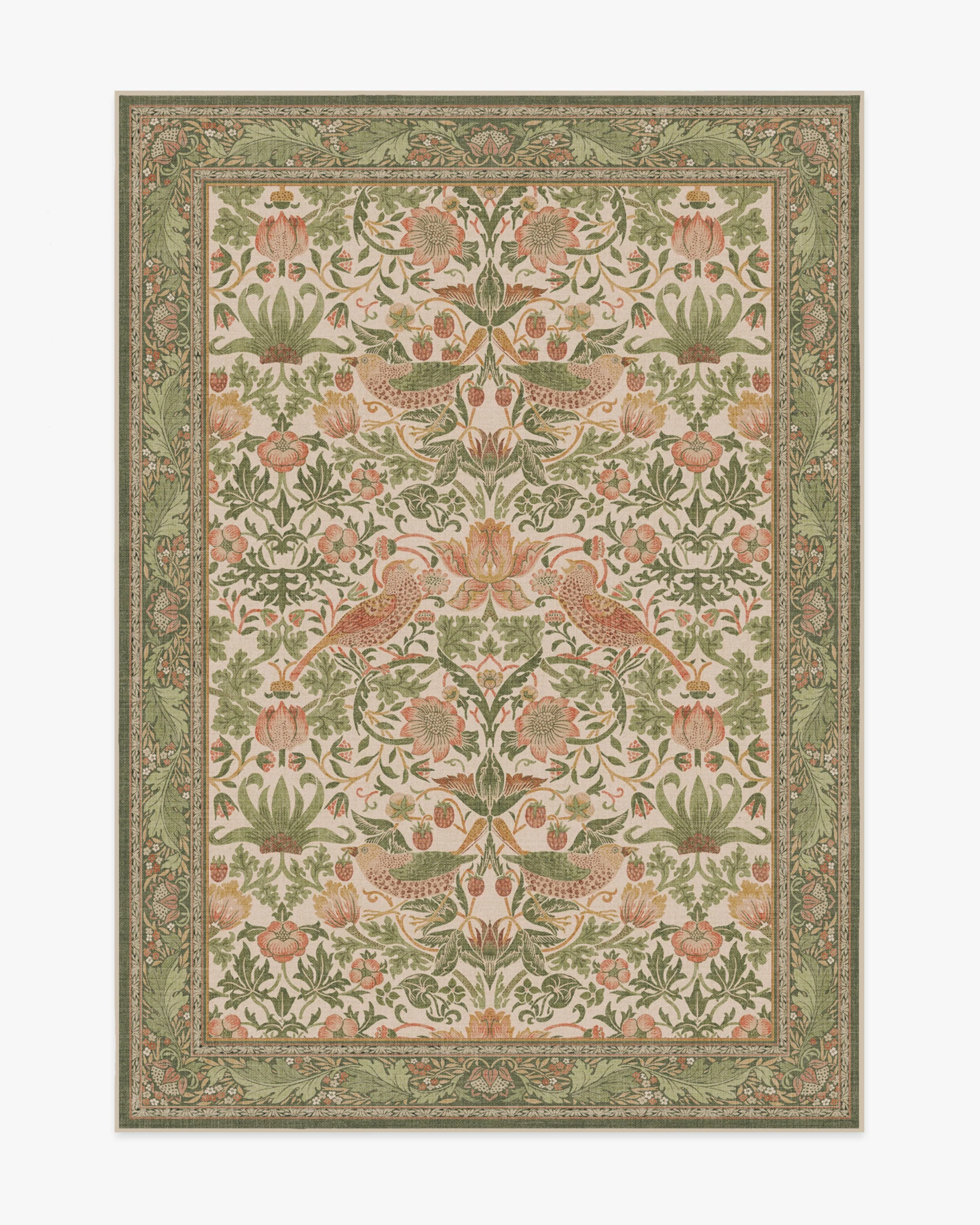 Strawberry Thief Sage & Rose Rug by Morris & Co.