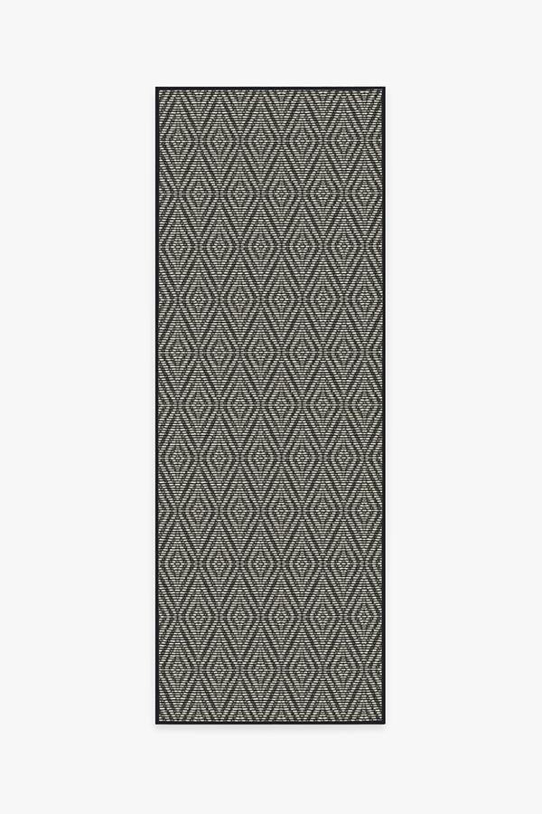 Halo Diamond Black Outdoor Rug