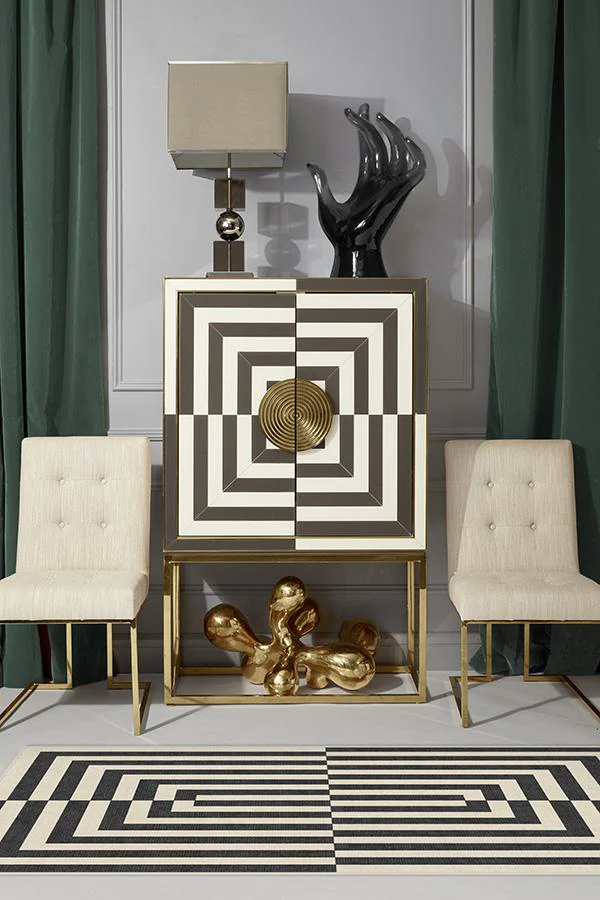 Op Art Charcoal Rug by Jonathan Adler