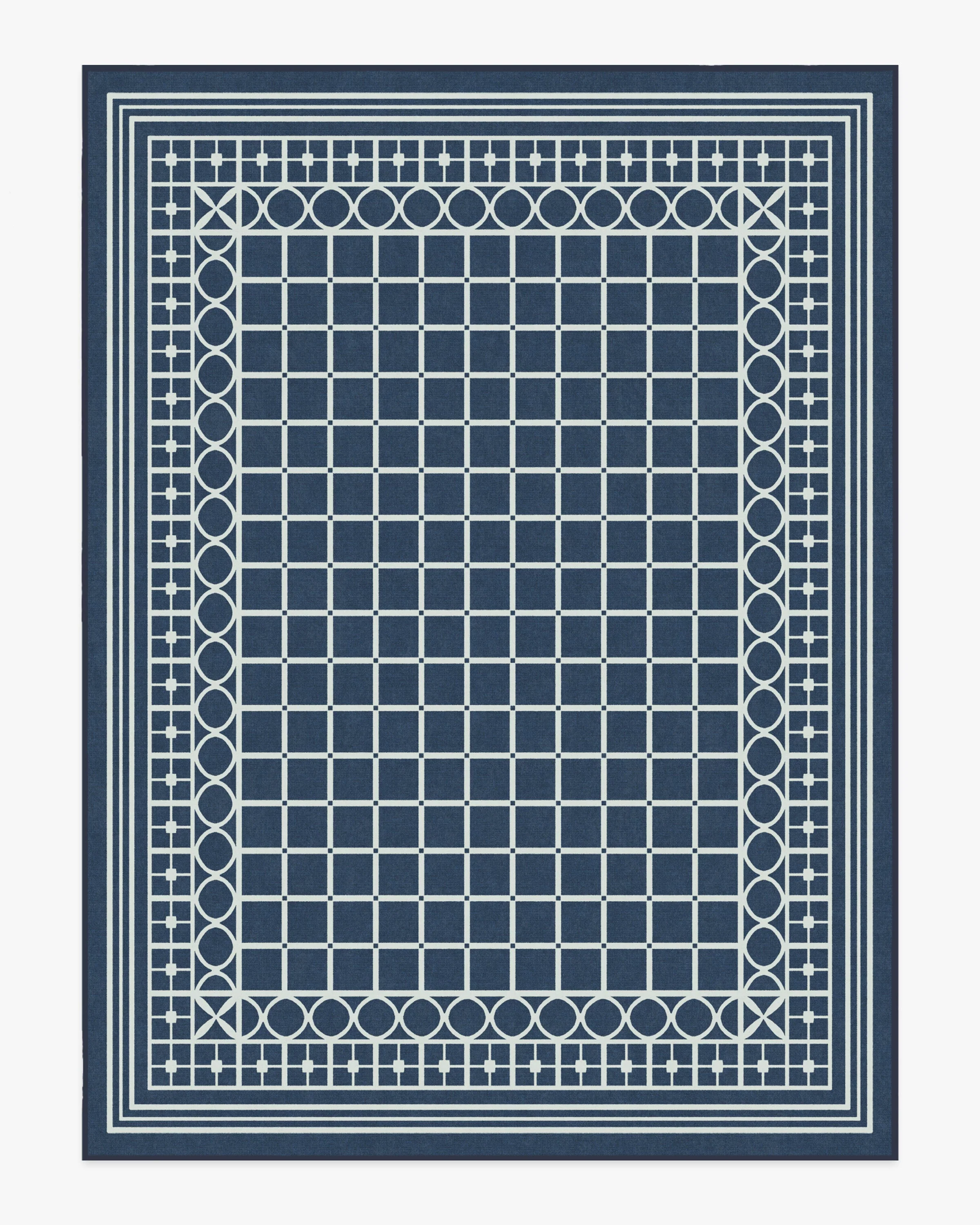 Palm Beach Navy Flatwoven Rug by Gray Malin
