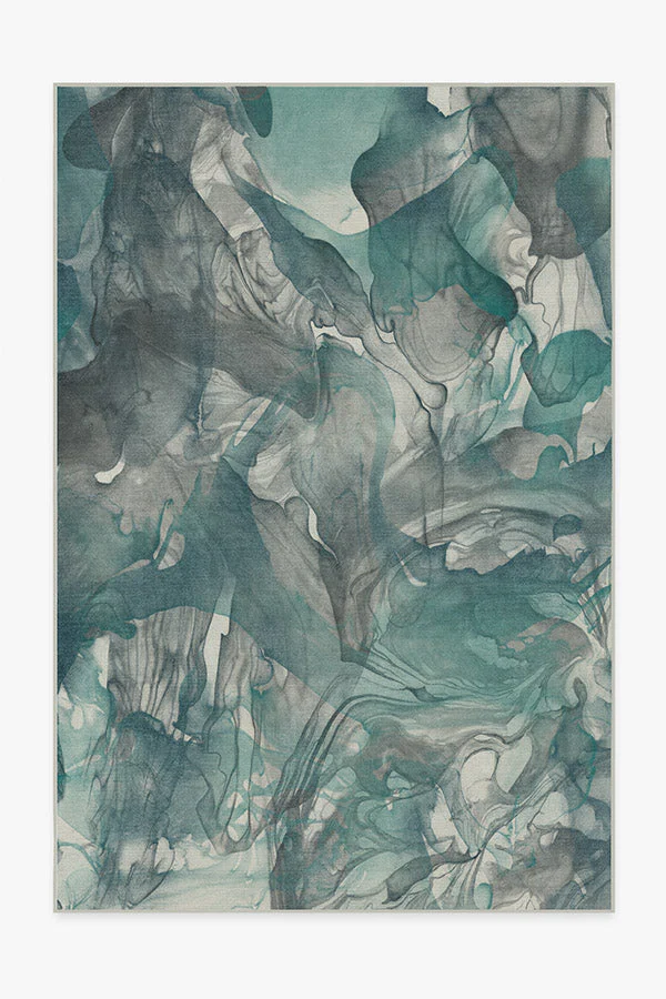 Aurora Teal Grey Flatwoven Rug