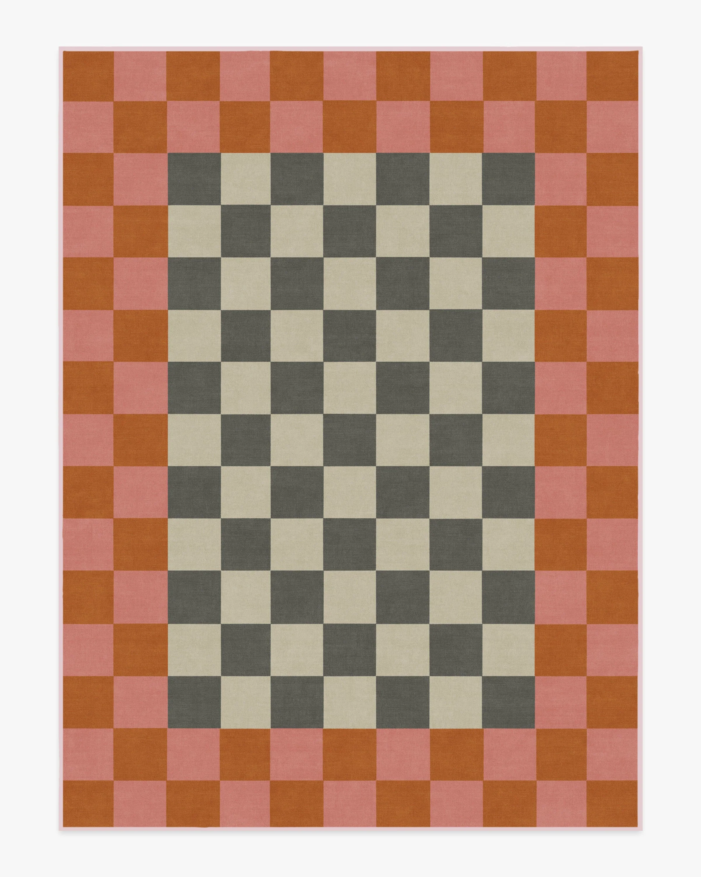 Checker Border Pink & Orange Rug by Jonathan Adler