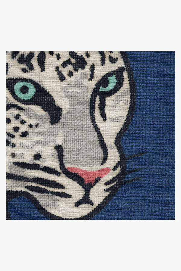 Snow Leopard Sapphire Flatwoven Rug by Jonathan Adler