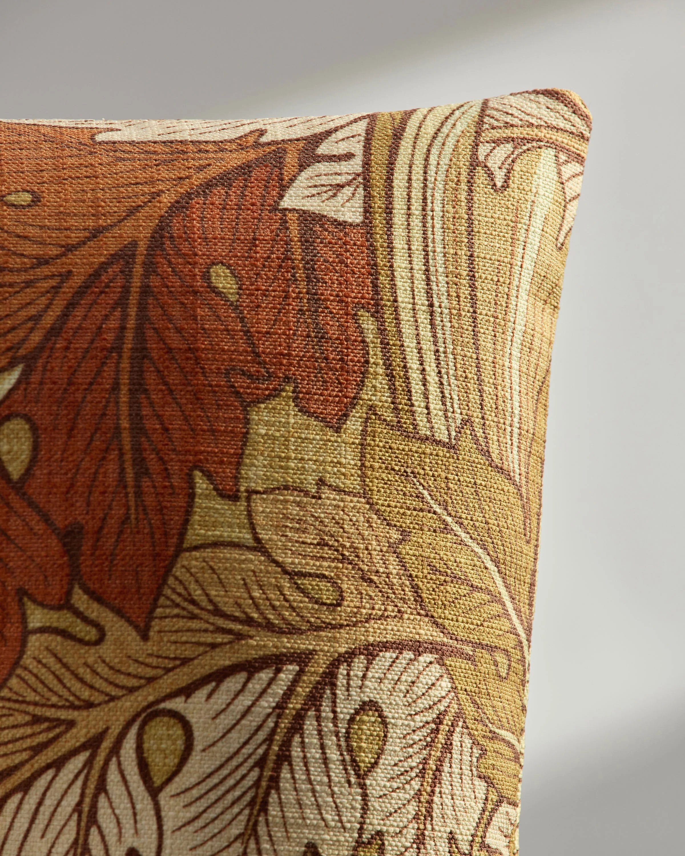 Acanthus Warm Neutral Woven Throw Pillow by Morris & Co.
