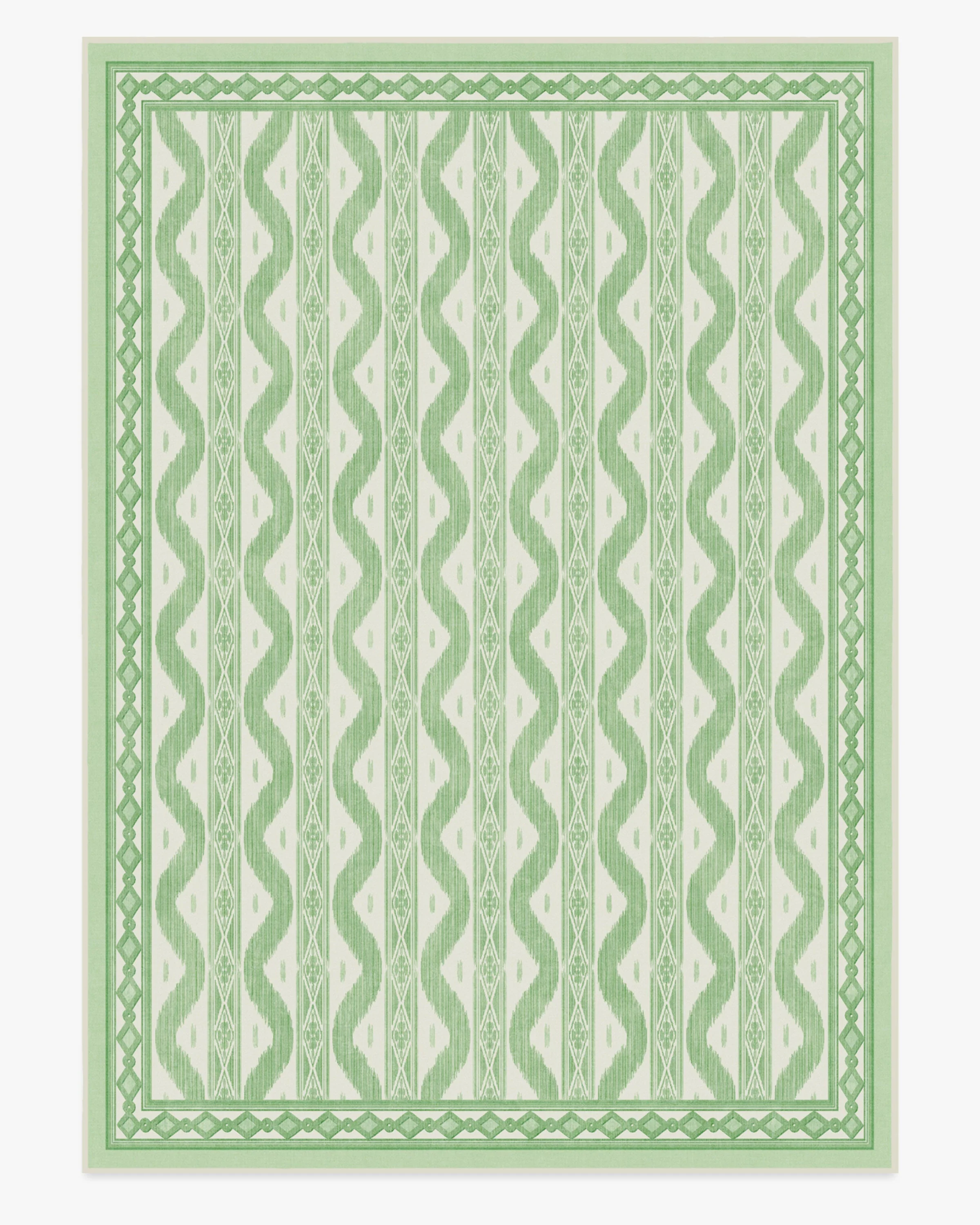 Ava Ikat Green Flatwoven Rug by Mrs. Alice