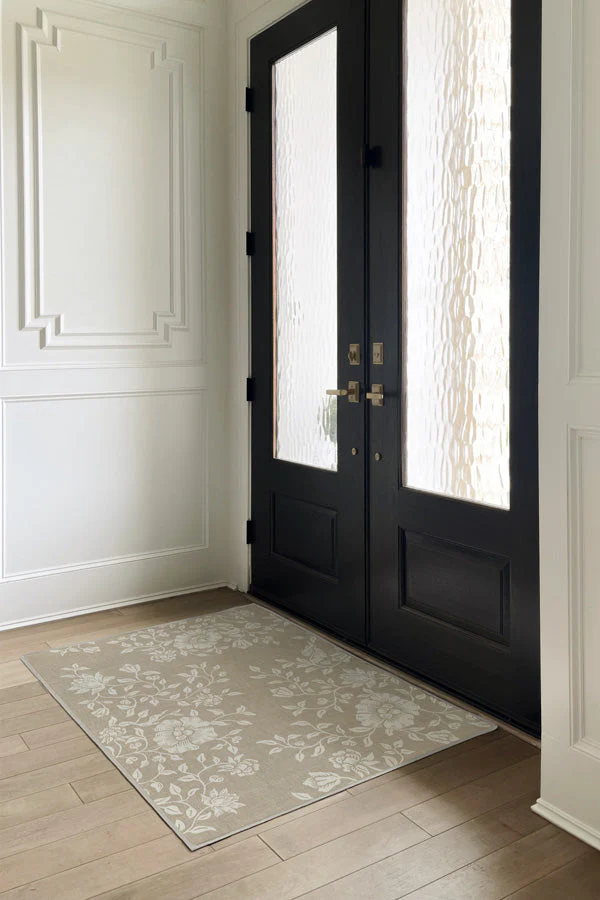 Mallow Flower Natural Stone Flatwoven Rug by Morris & Co.