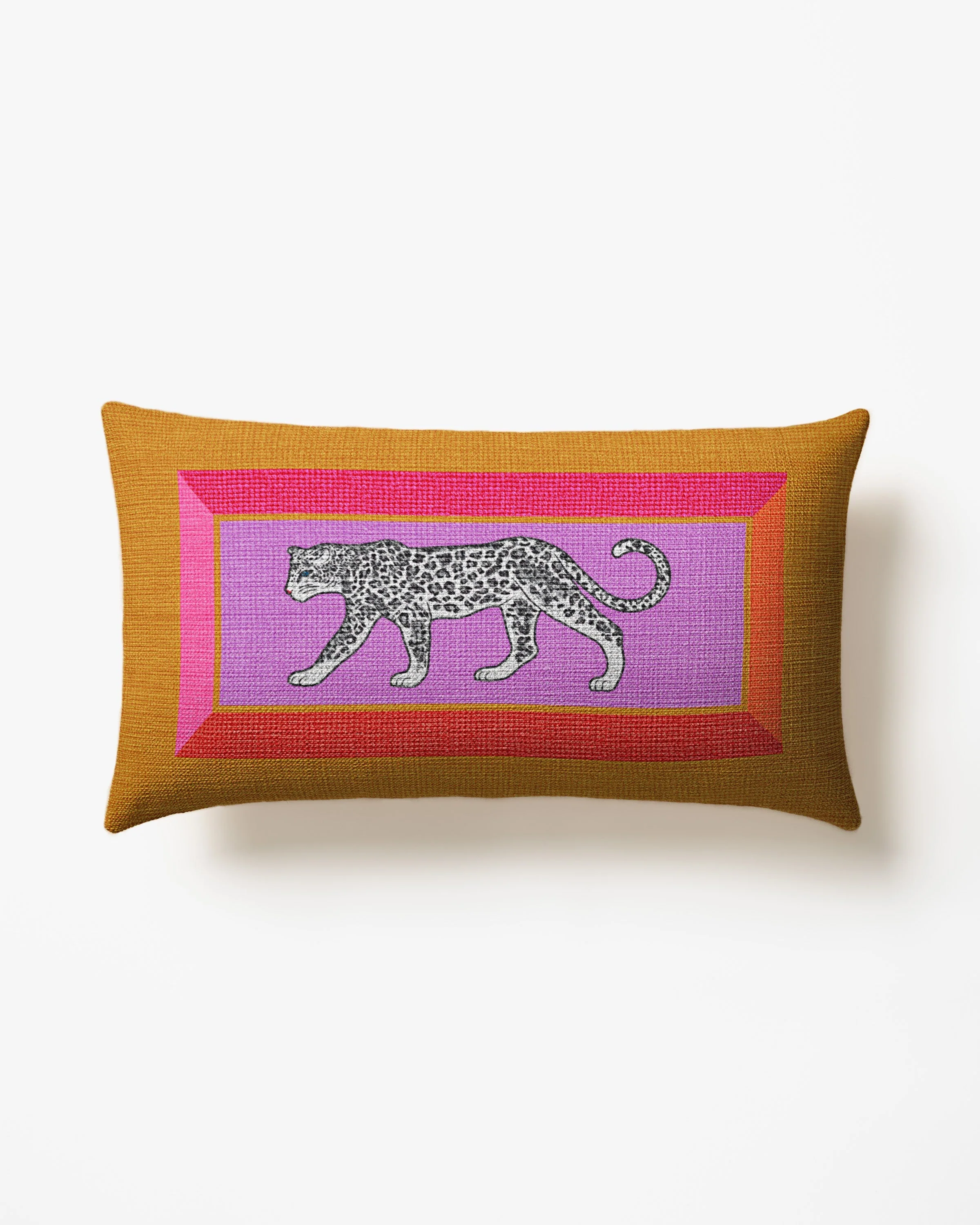 Snow Leopard Multicolor Woven Throw Pillow by Jonathan Adler