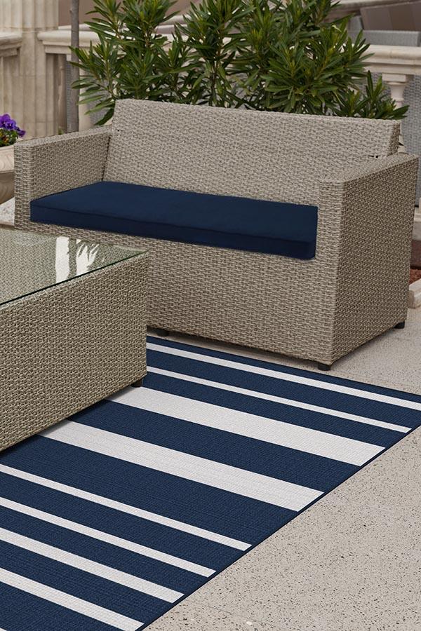 Sailmaker Stripe Blue Outdoor Rug