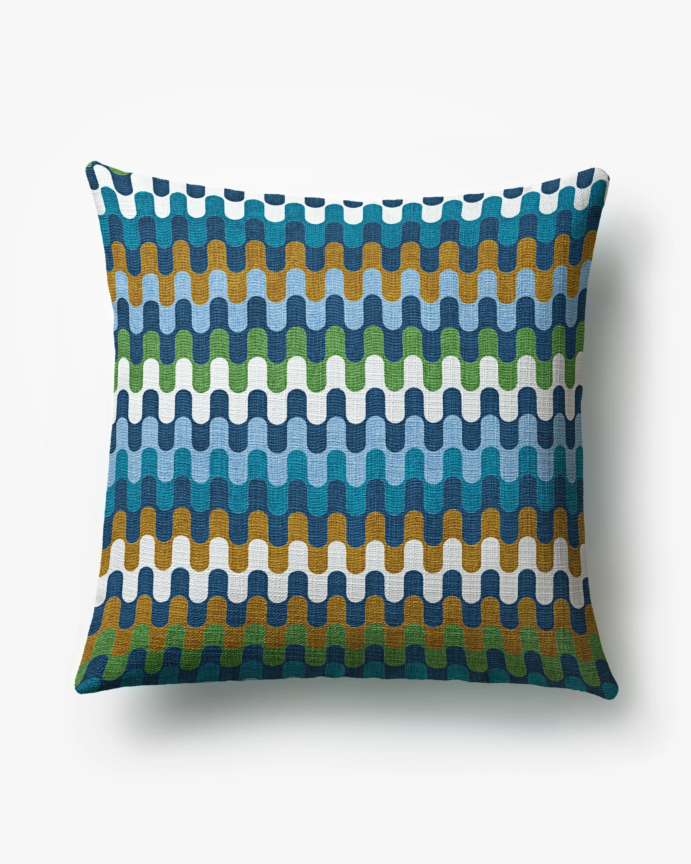 Puzzles Blue & Cognac Woven Throw Pillow by Jonathan Adler
