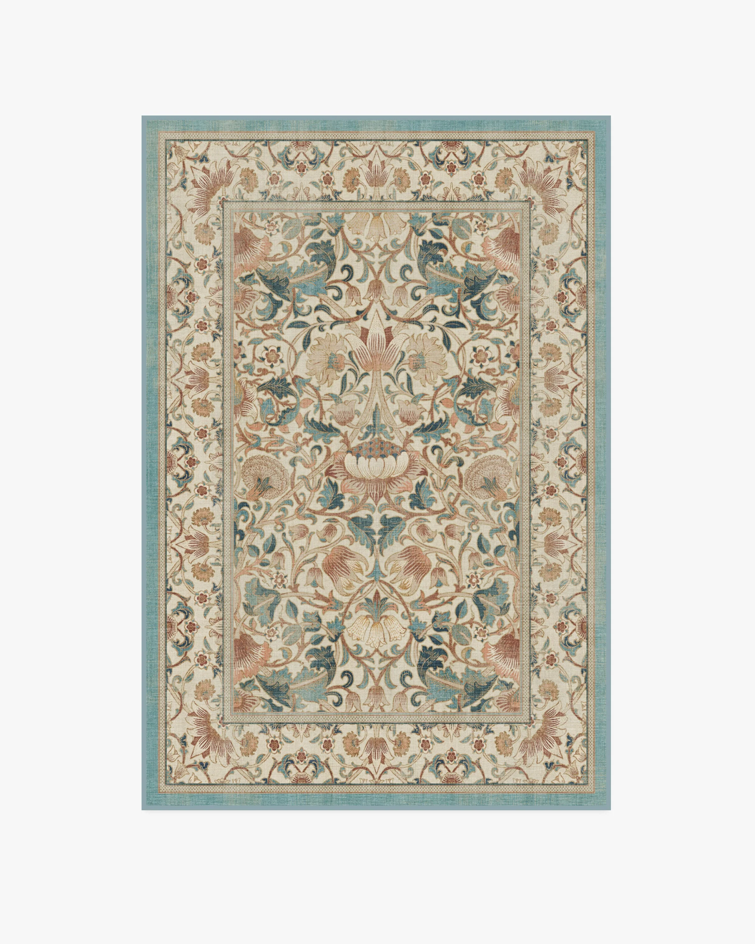 Lodden Soft Rose & Teal Rug by Morris & Co.