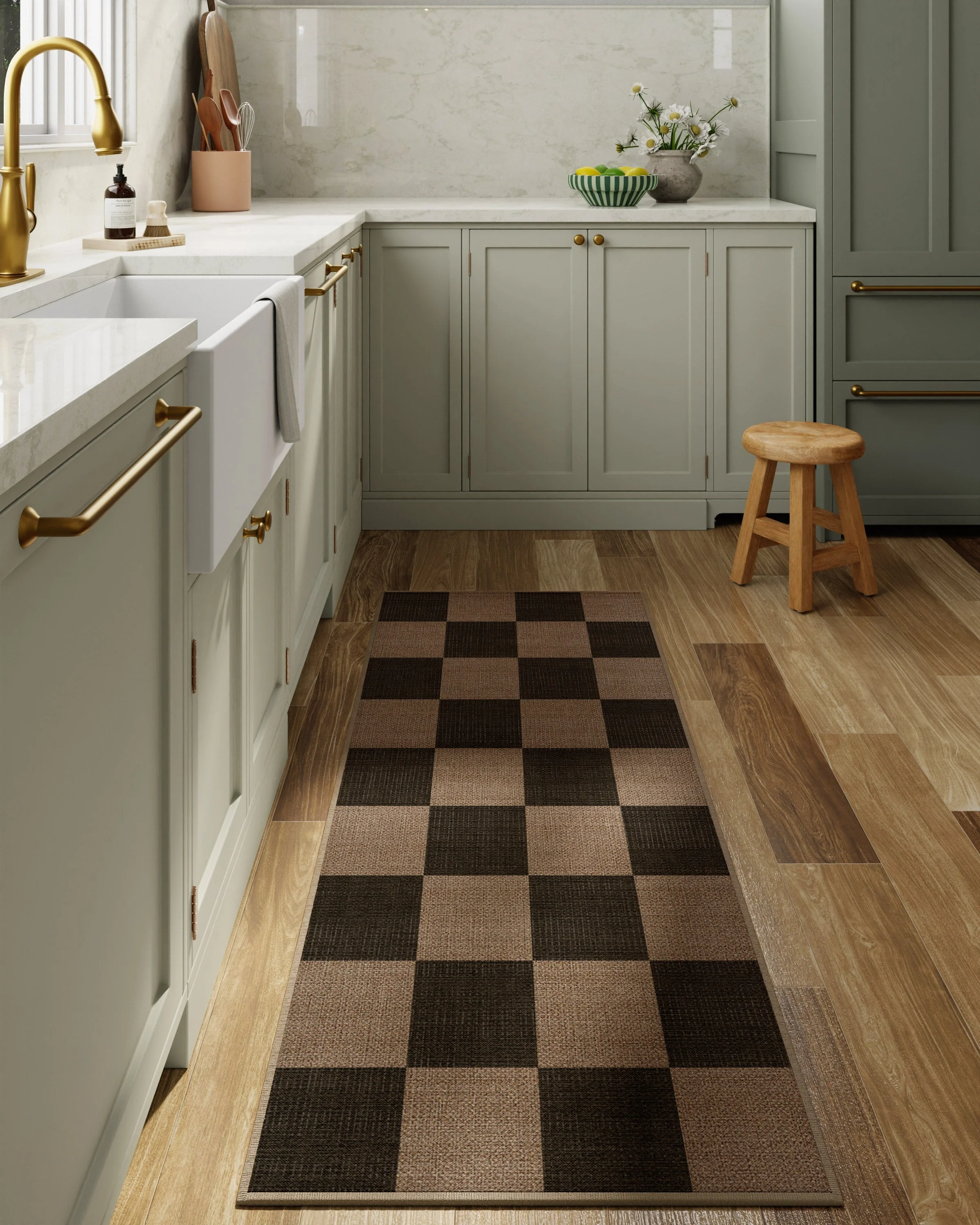 Checkerboard Soft Black Re-Jute Rug