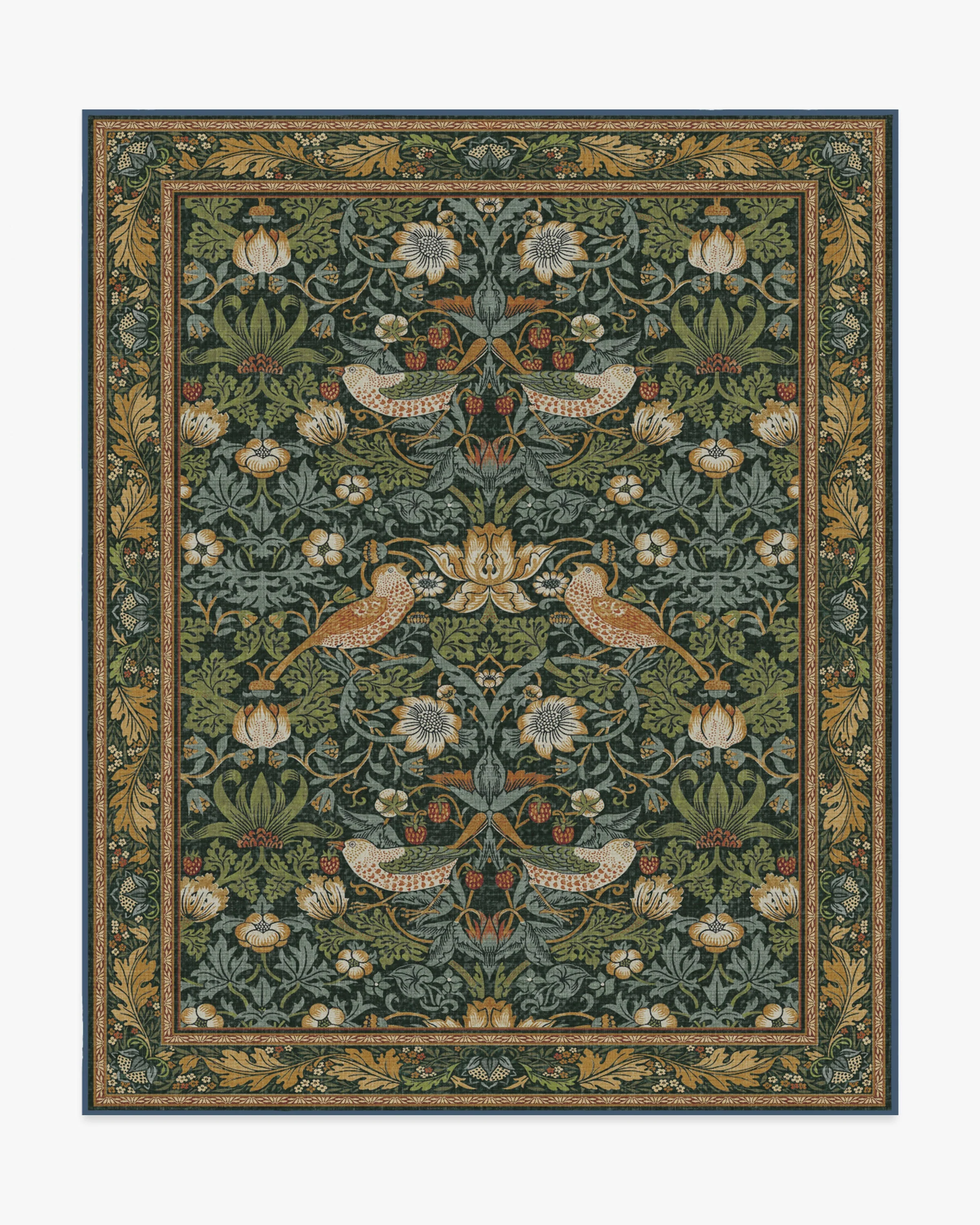 Strawberry Thief Indigo Flatwoven Rug by Morris & Co.