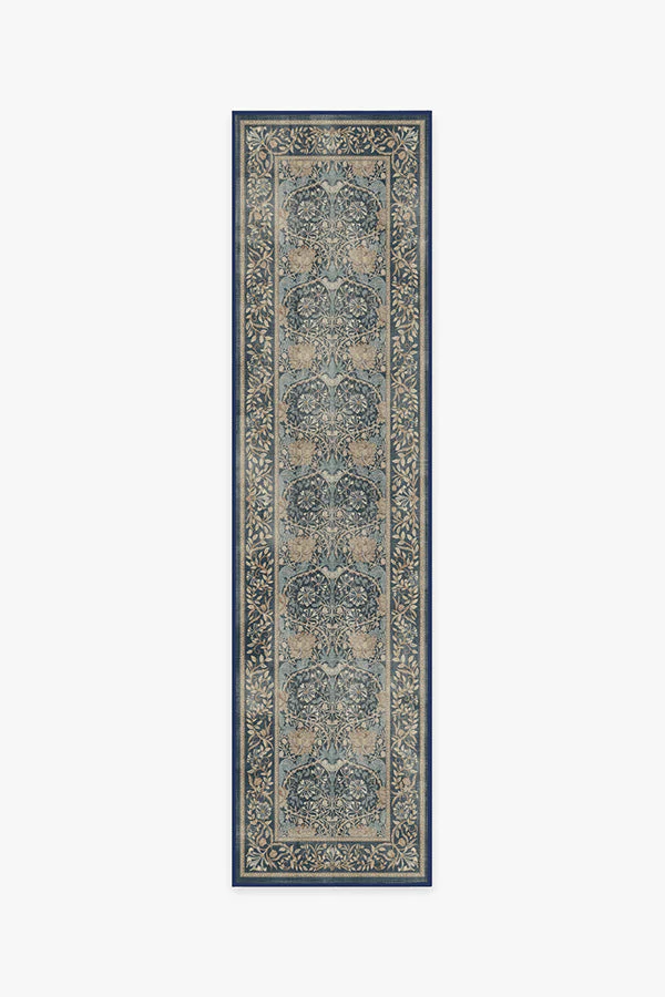 Honeysuckle & Tulip Indigo Flatwoven Rug by Morris & Co.