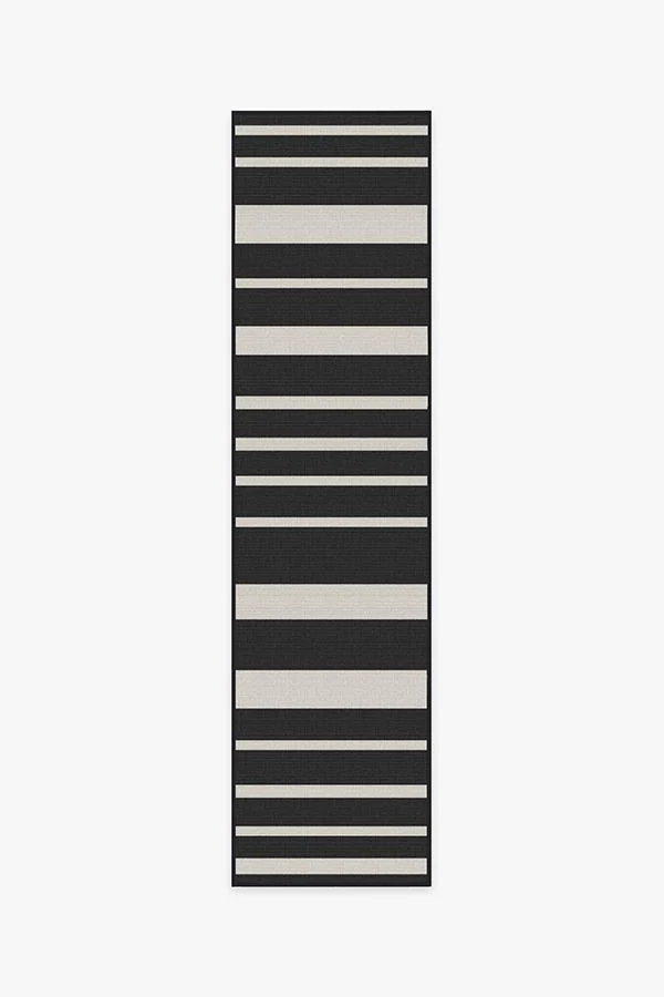 Sailmaker Stripe Black Outdoor Rug