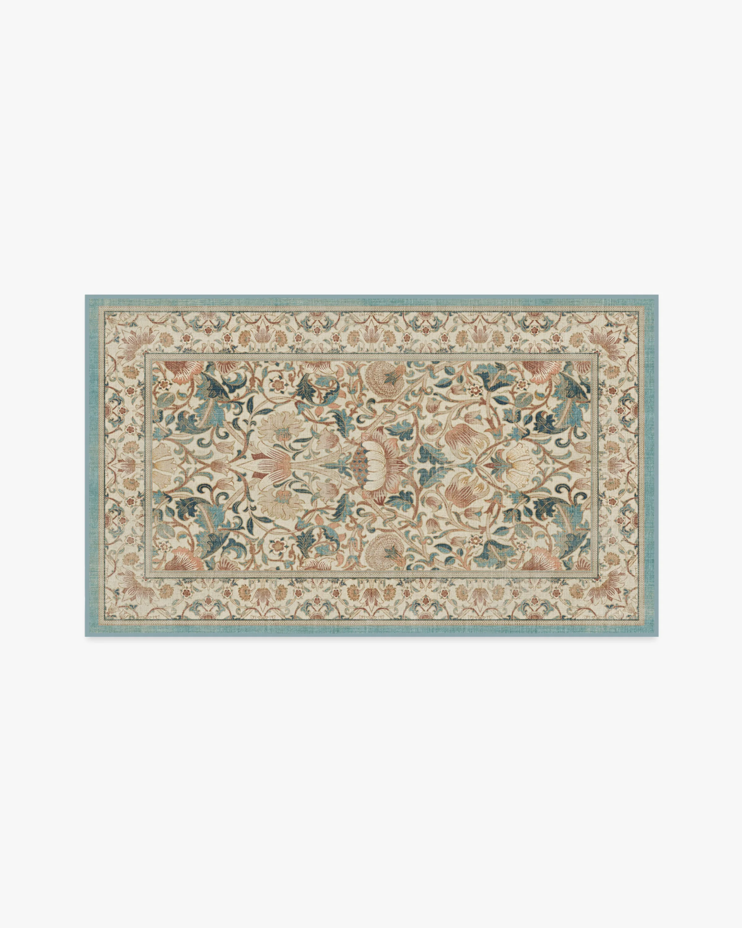 Lodden Soft Rose & Teal Rug by Morris & Co.