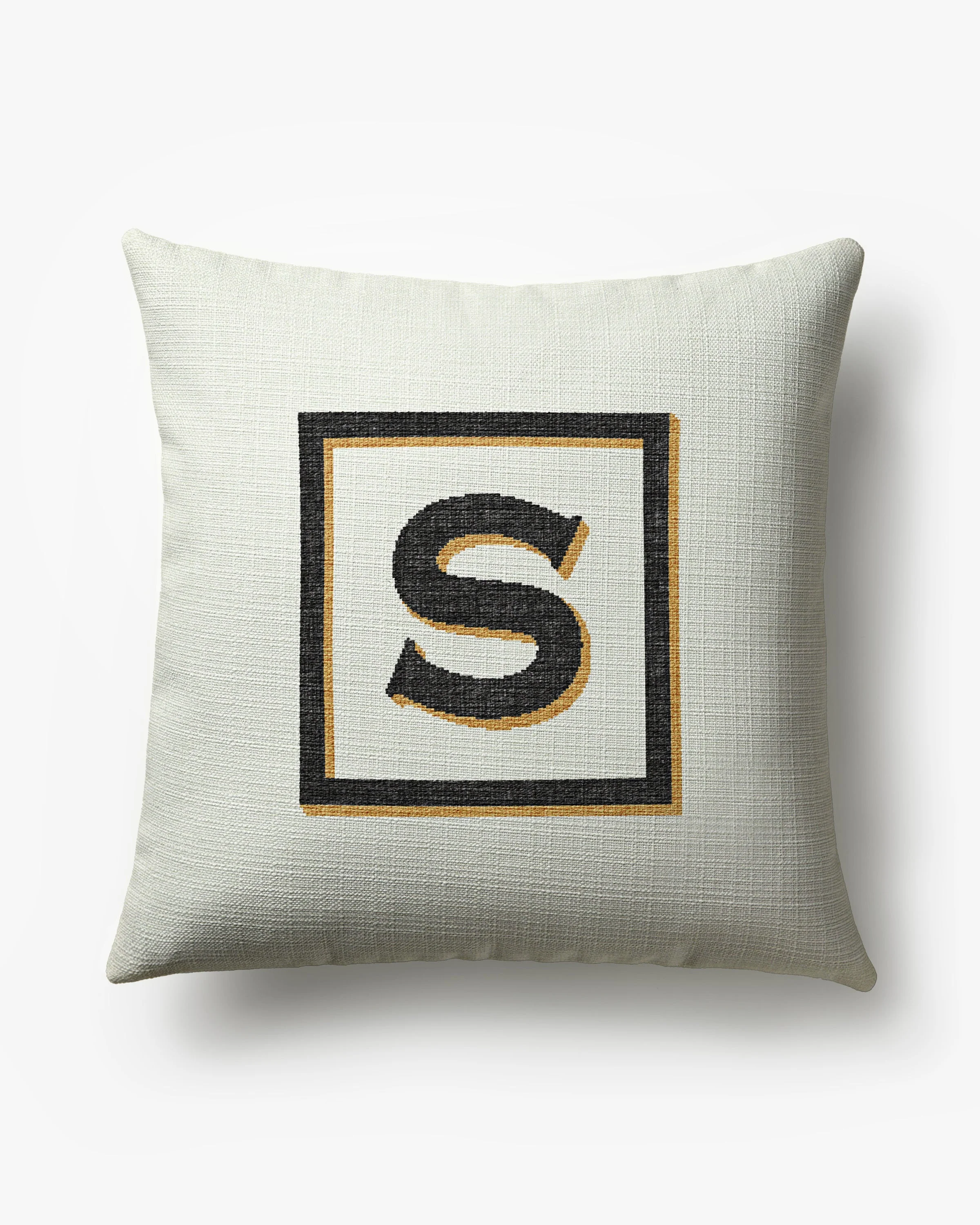Classic Monogram Ivory Woven Throw Pillow, 20x20 by Jonathan Adler