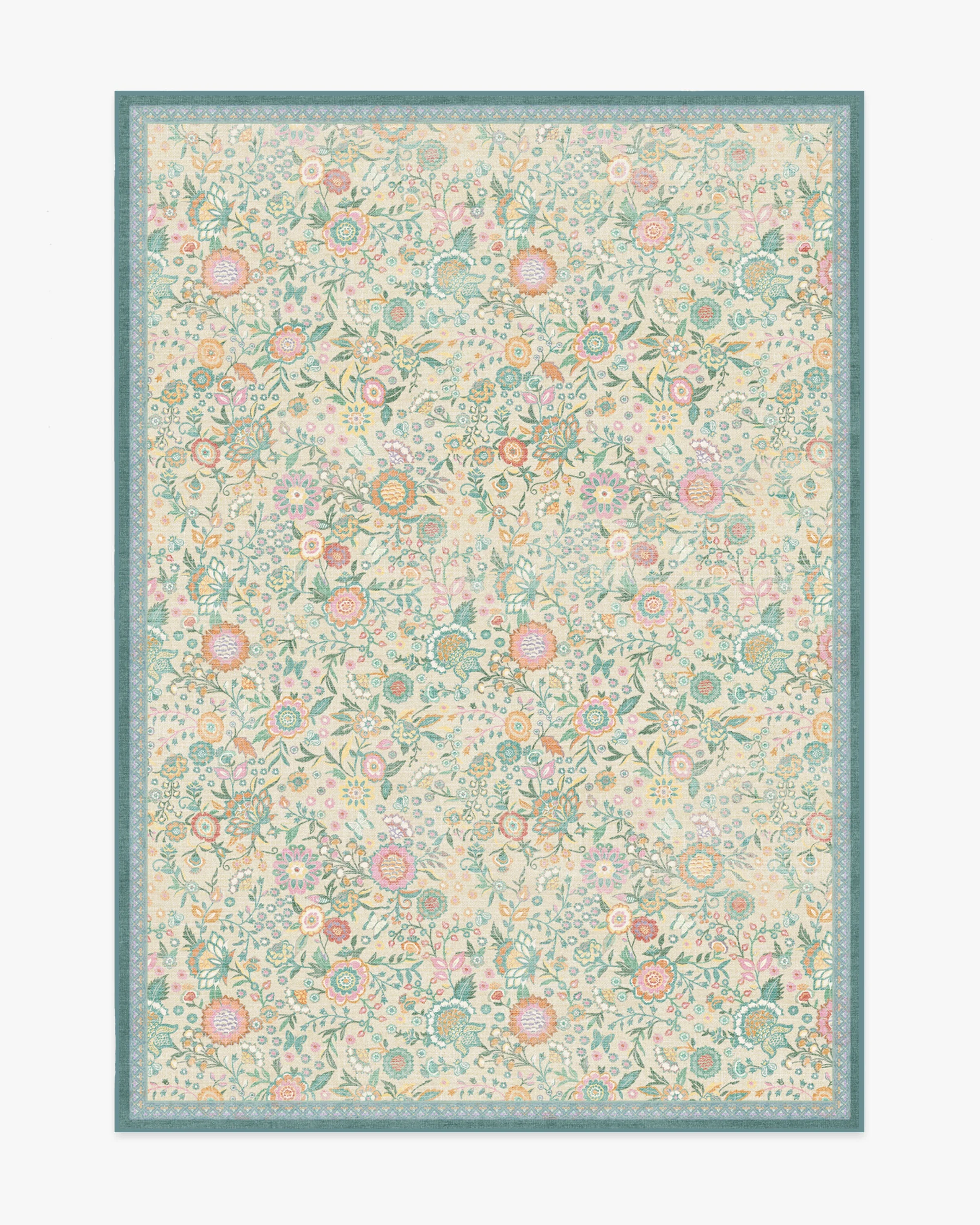 Royal Garden Ivory & Jade Flatwoven Rug by Bridgerton