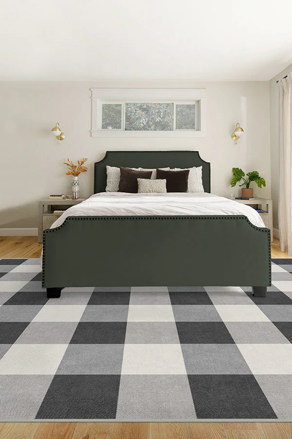Buffalo Plaid Black & White Flatwoven Rug