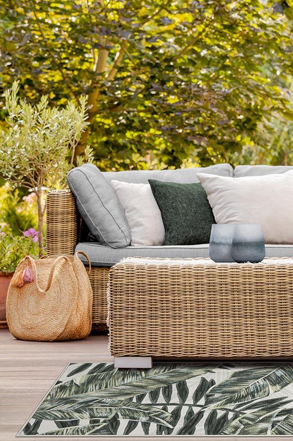 Filifera Palm Green Outdoor Rug