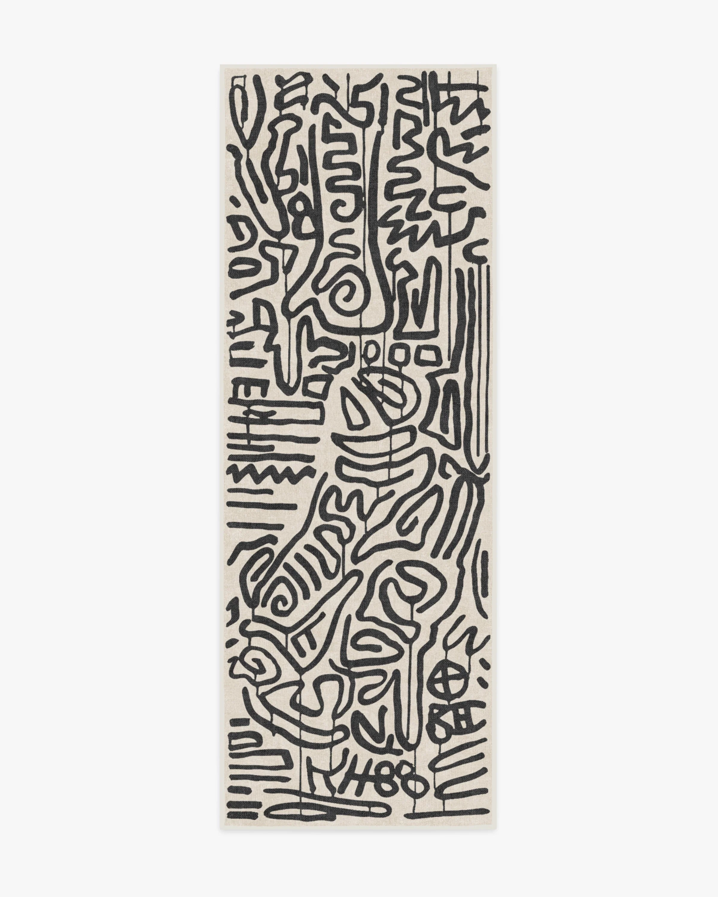 Freestyle Black & Ivory Rug by Keith Haring
