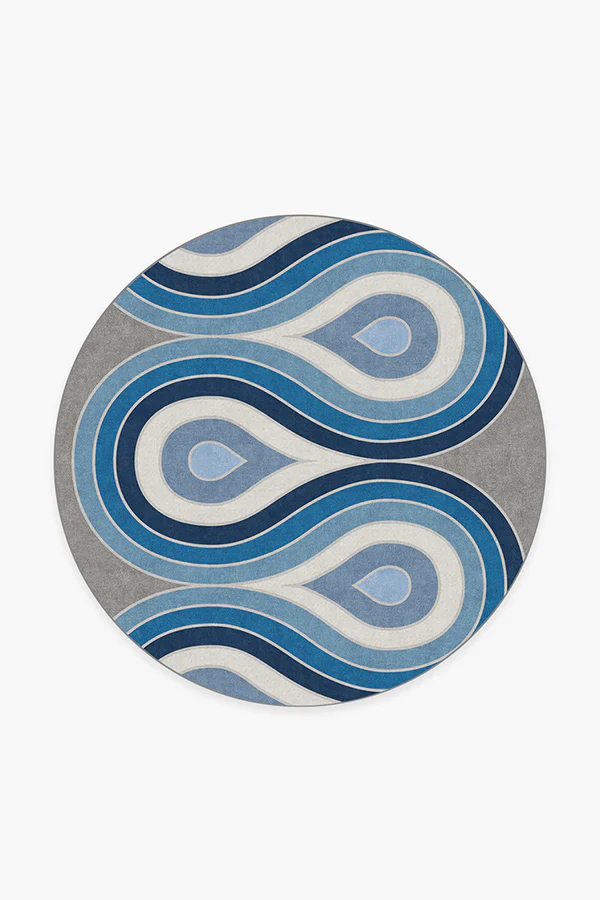 Milano Blue Steel Flatwoven Rug by Jonathan Adler