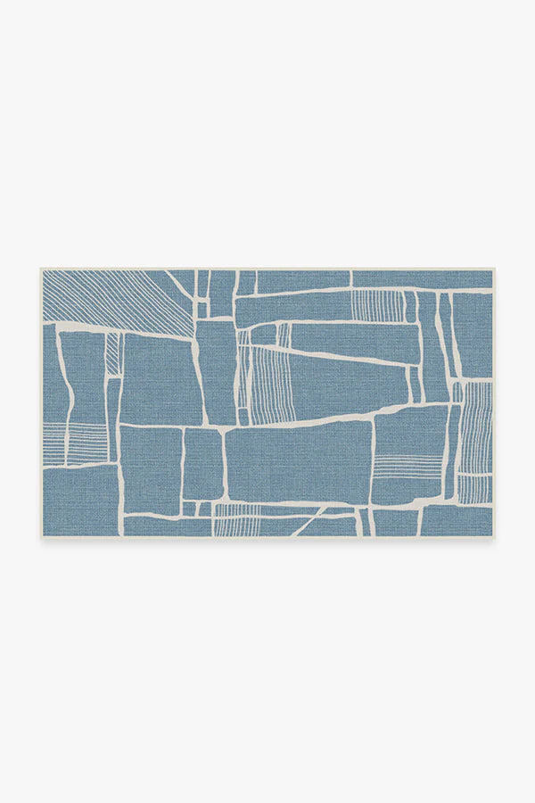 Rune Slate Blue Outdoor Rug