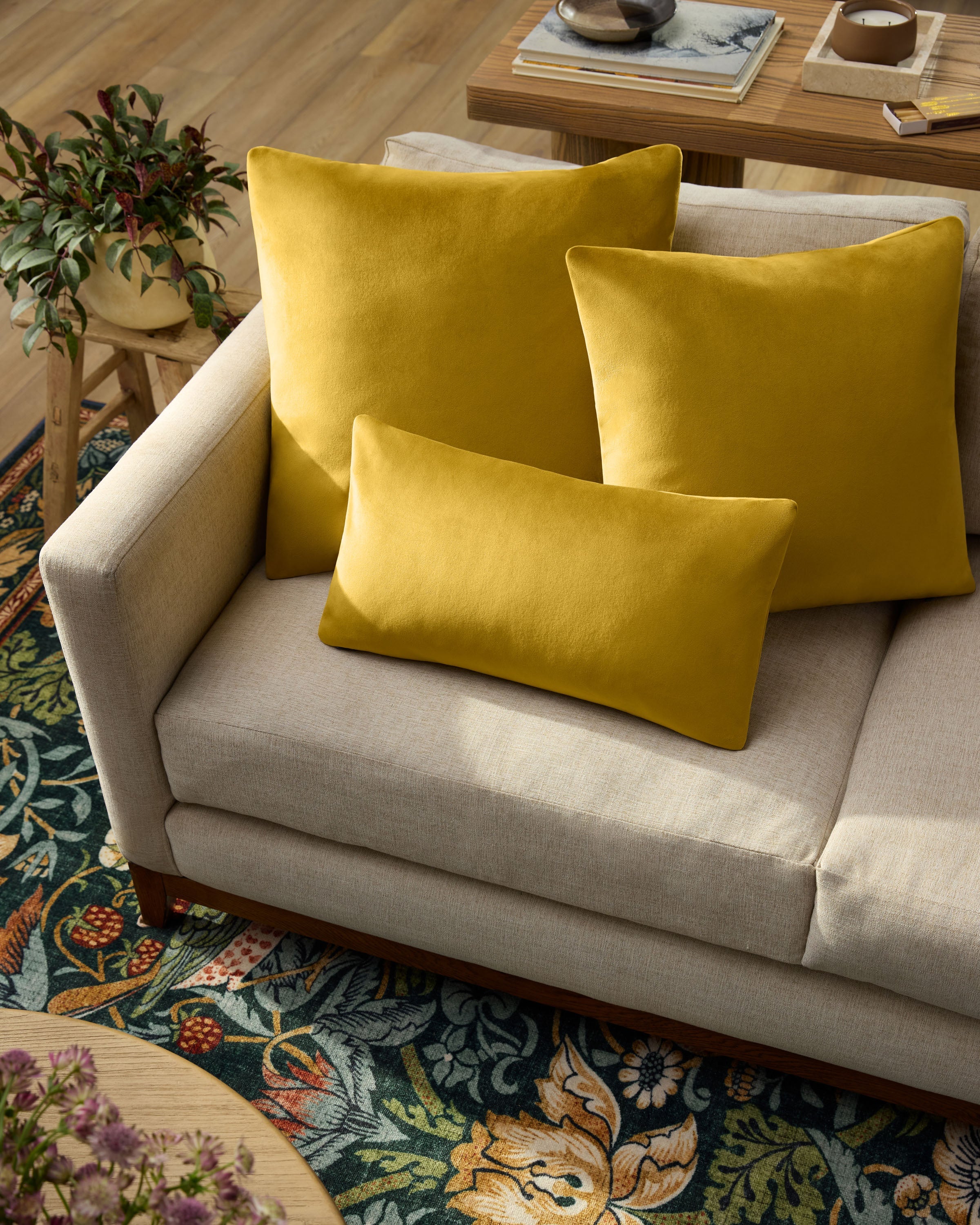 Goldenrod Velvet Throw Pillow