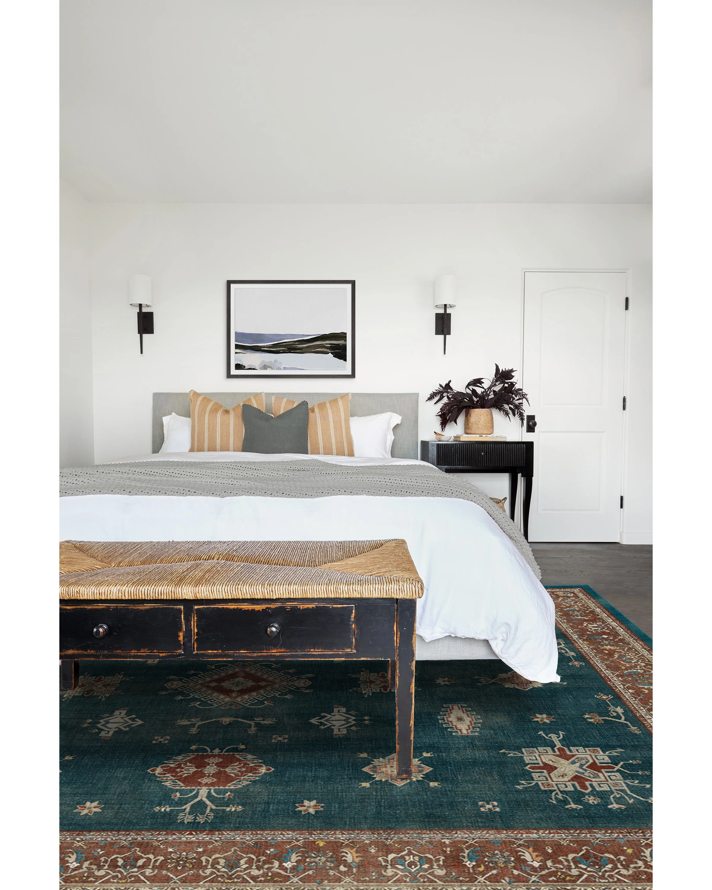 Verena Teal Blue Flatwoven Rug